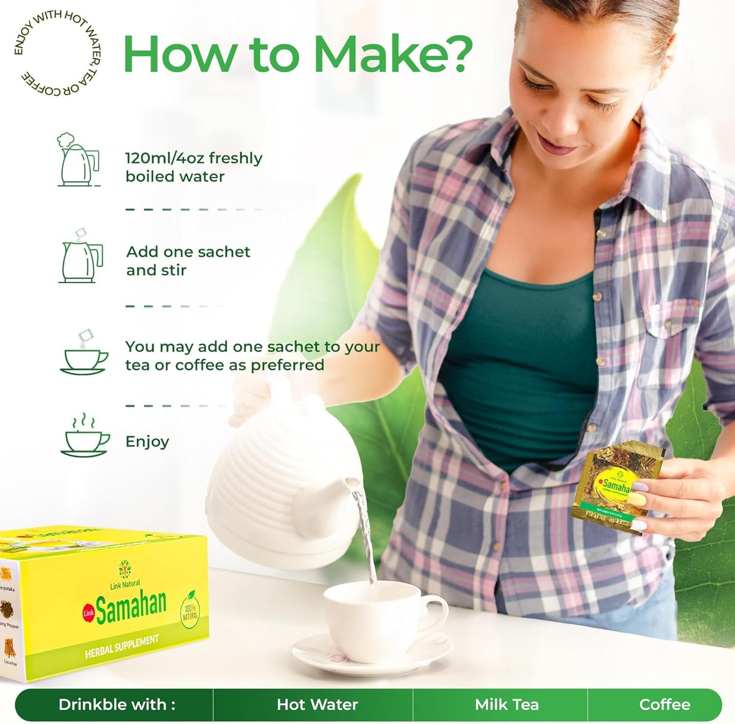 SAMAHAN Ayurvedic Herbal Tea Packets - Sri Lankan Ceylon Blend with 14 Natural Herbs Including Ginger, Black Pepper & More, Herbal Tea Bags for Wellness, Relaxation & Daily Comfort - 100 Count