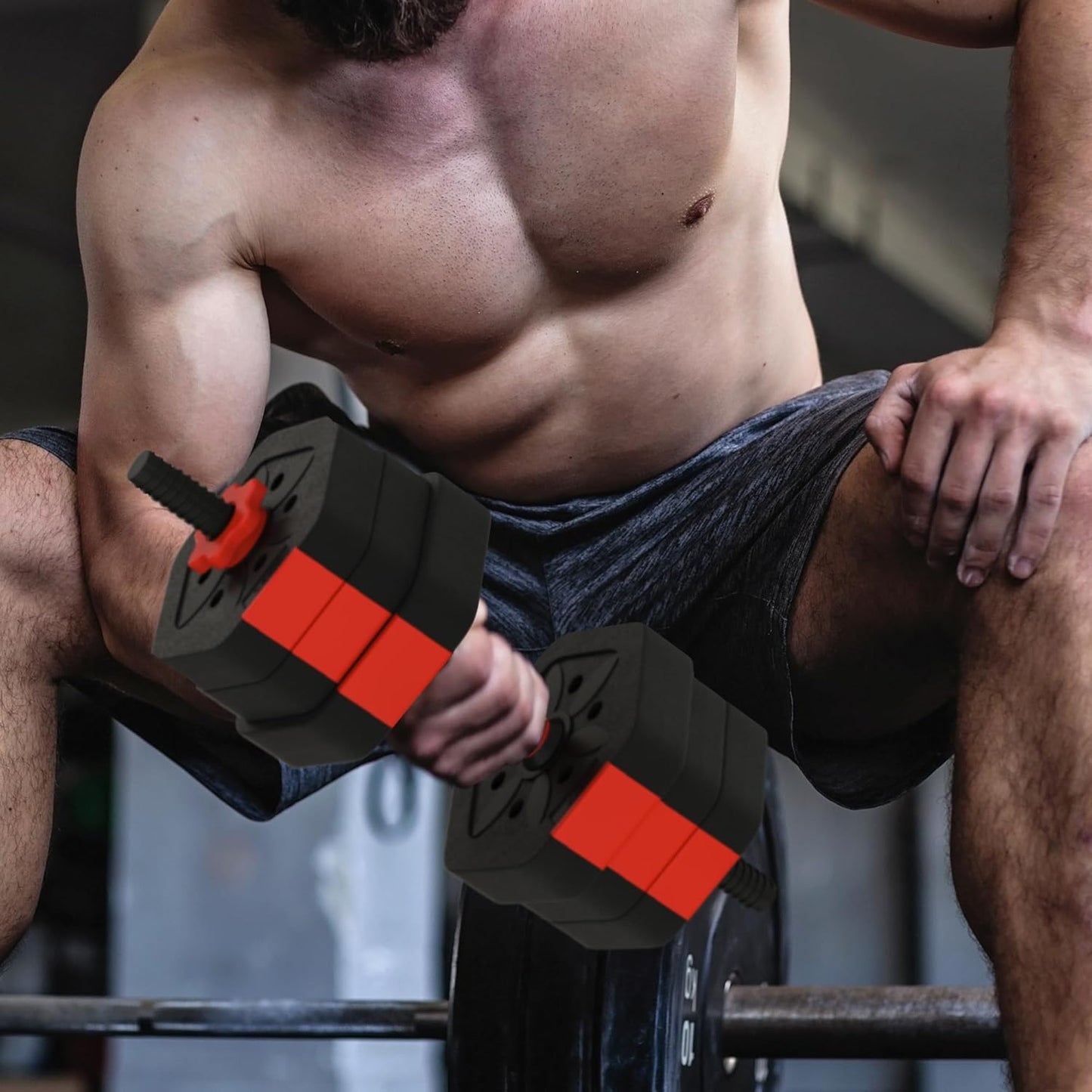 VIVITORY Dumbbell Sets Adjustable Weights, Free Weights with Connector, Non-Rolling Adjustable Dumbbell Set, Barbell for Home Gym, Hexagon, Cement Mixture