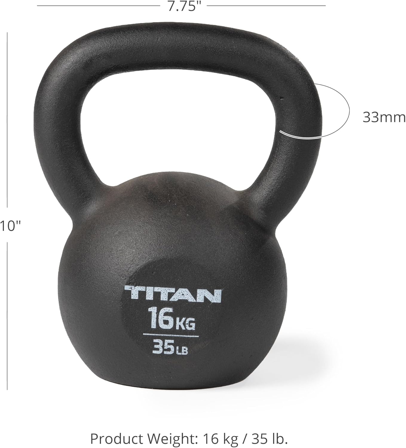 Titan Fitness Cast Iron Kettlebell, Single Piece Casting, KG and LB Markings, Full Body Workout