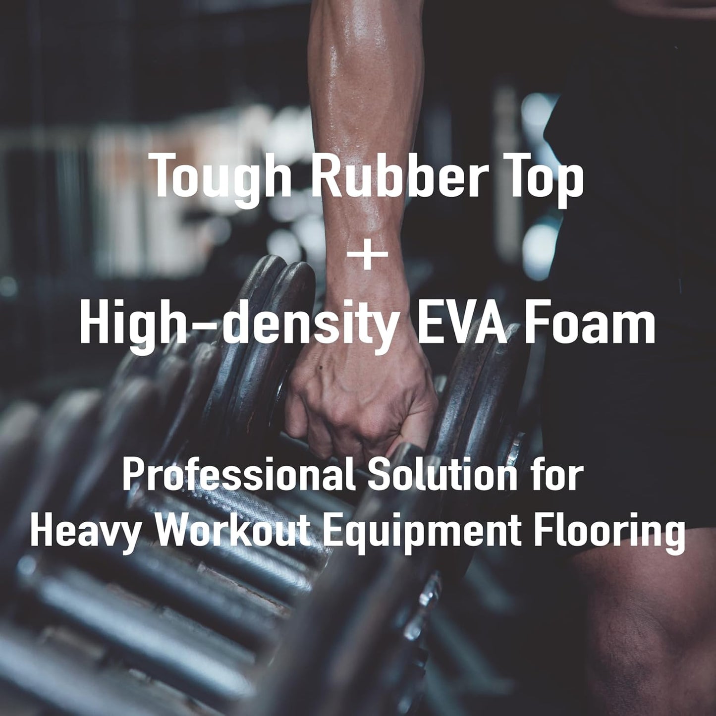 AIRHOP 0.56in Thick 48 Sq Ft Exercise Equipment Mats, 12 Tiles Upgraded Rubber Top with High Density EVA Foam, Large Interlocking Puzzle Gym Flooring for Home Gym, Heavy Weight Workout,Black