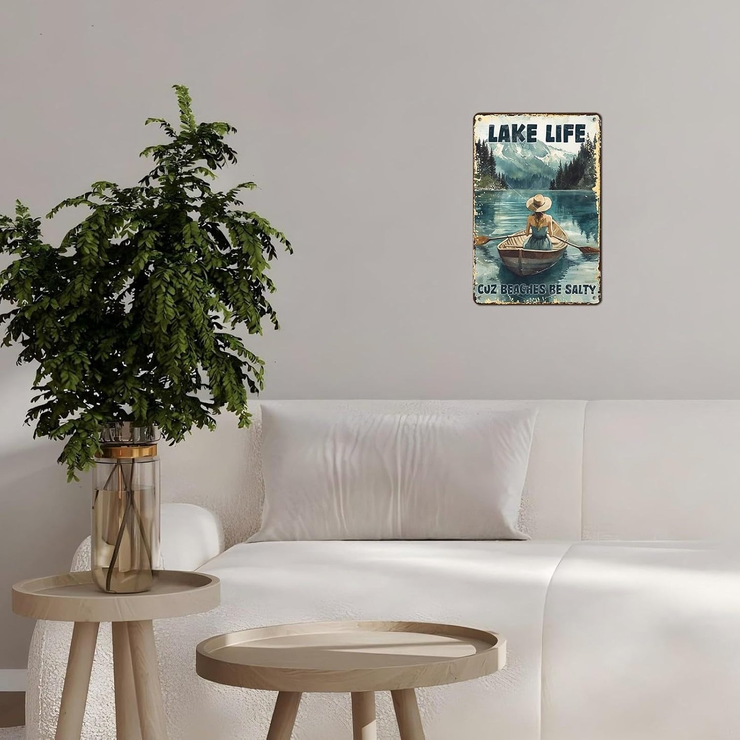 Vintage Lakehouse Tin Sign Lake Life Cuz Beaches Be Salty Retro Wall Decor Nostalgic Art Funny Metal Poster Indoor Store Cafe Toilet Kitchen Garden Plaque Bar Pubs Man cave 12 * 8inch