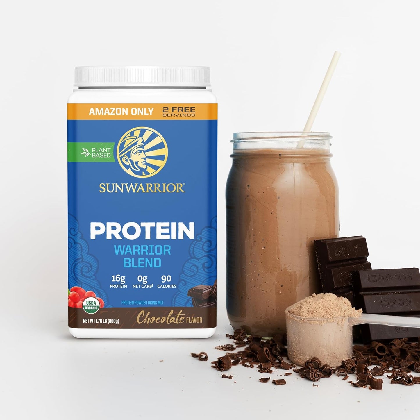Organic Plant Based Protein Powder | Vegan Organic Protein Powder Chocolate Flavored with BCAA Amino Acids & Hemp Seed Pea Blend | Non-GMO Soy Dairy Filler & Gluten Free (Chocolate, 32 Servings)