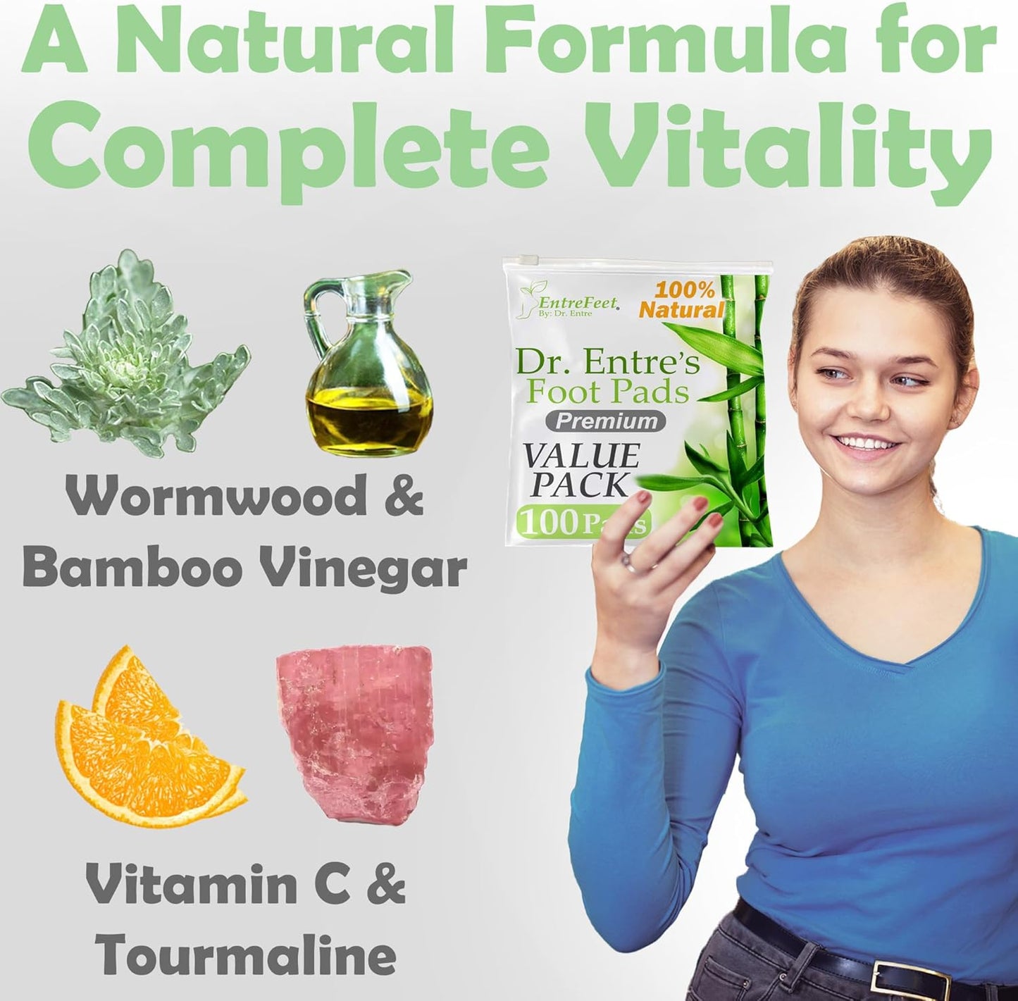 Dr. Entre's Value Pack Foot Pads: Premium Value Pads to Feel Better, Sleep Better & Relieve Stress | 100 Pack of Effective & Natural Foot Patches