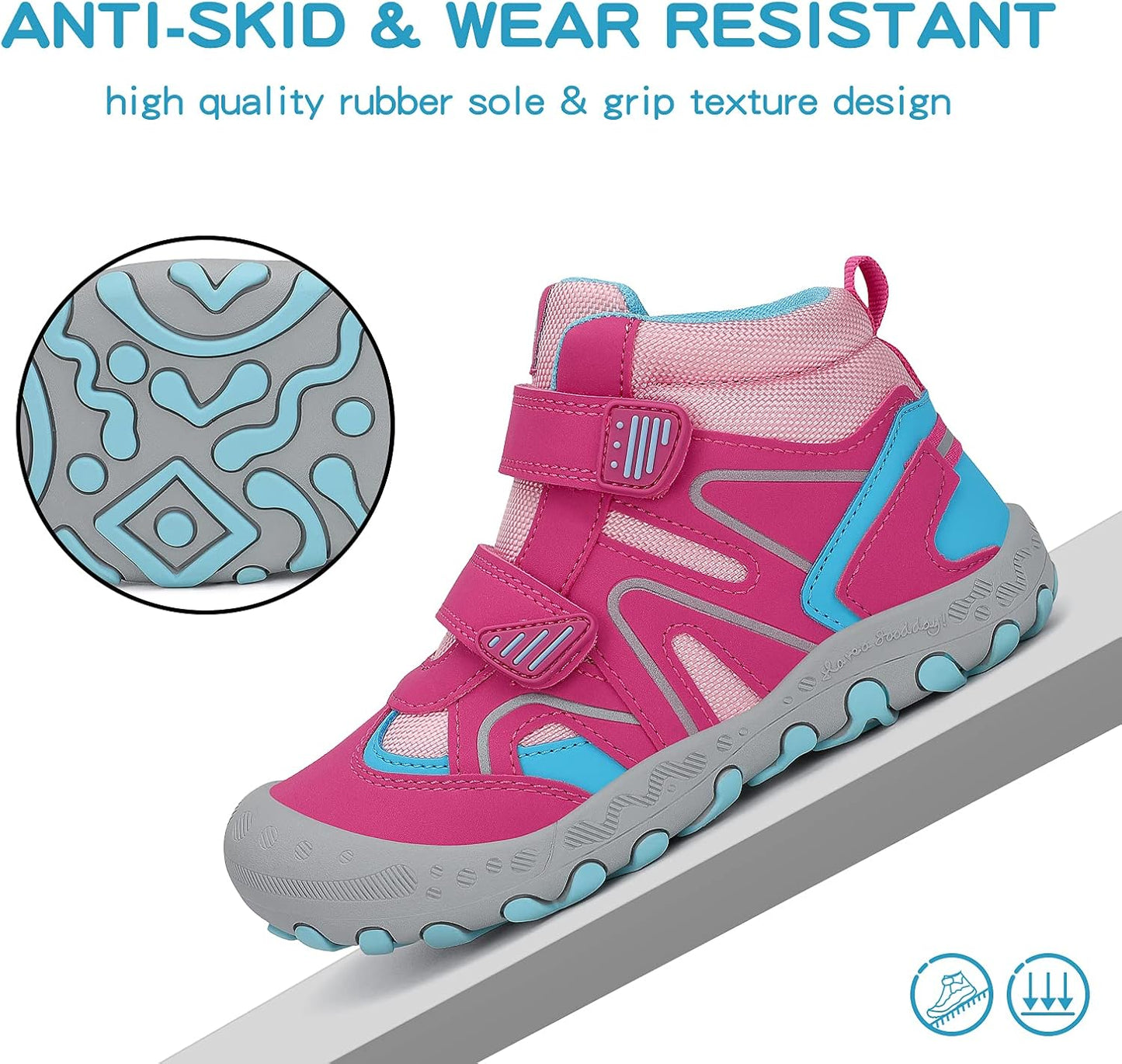 Mishansha Kids Water Resistant Hiking Boots, Boys Girls Anti Collision Anti-Skid Athletic Outdoor Adventure Trekking Shoes