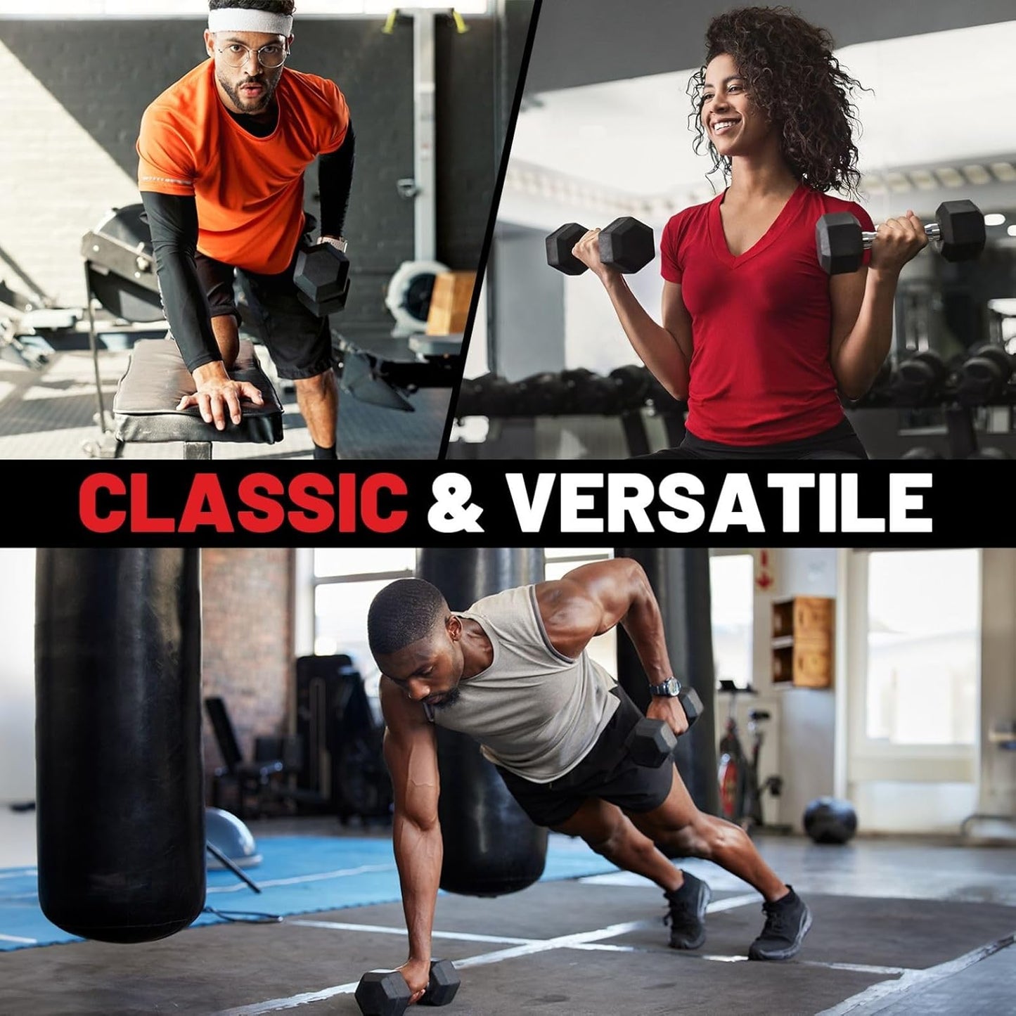 PAPABABE Hex Dumbbell Set 45-550 lb, Rubber Encased Home Gym Dumbbells, Weights Dumbbells for Women & Men, Hand Weight for Strength Training