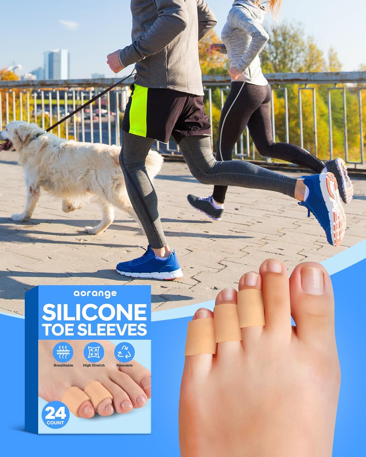 Silicone Toe Sleeves (24 Count), Pain Relief Pinky Toe Protector, Corn Protectors for Toes, Corn Pads for Pinky Toe, Gel Toe Protector for Bunion Blisters, Corns, Hammer Toes, Toenails Loss (Nude)