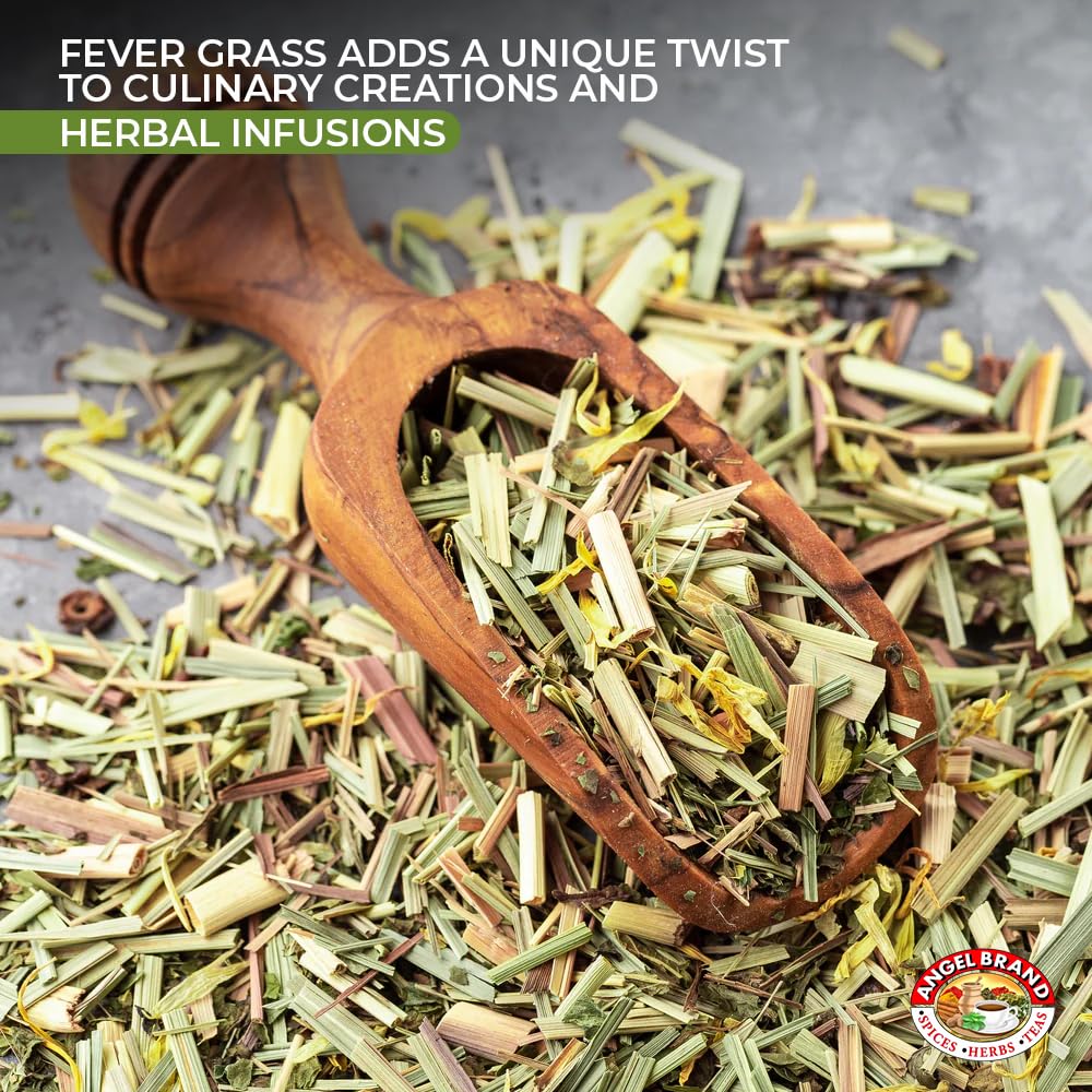 Angel Brand Fever Grass Tea Jamaican – 0.25 oz Pouch Pack of 3 – Dried Lemongrass Leaves for Herbal Tea and Infusions.