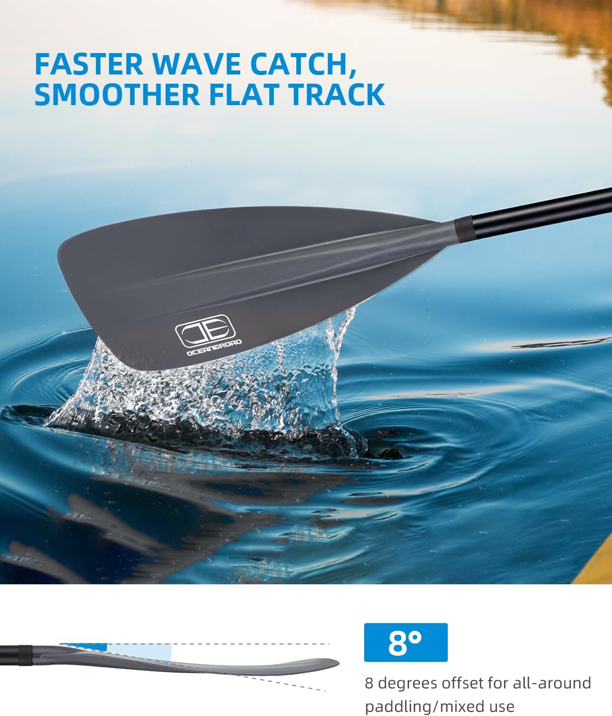 OCEANBROAD SUP Paddle - Adjustable Stand-Up Paddle for Paddleboard Kayak, Adjustable Aluminum Alloy Shaft with Reinforced Nylon Blades