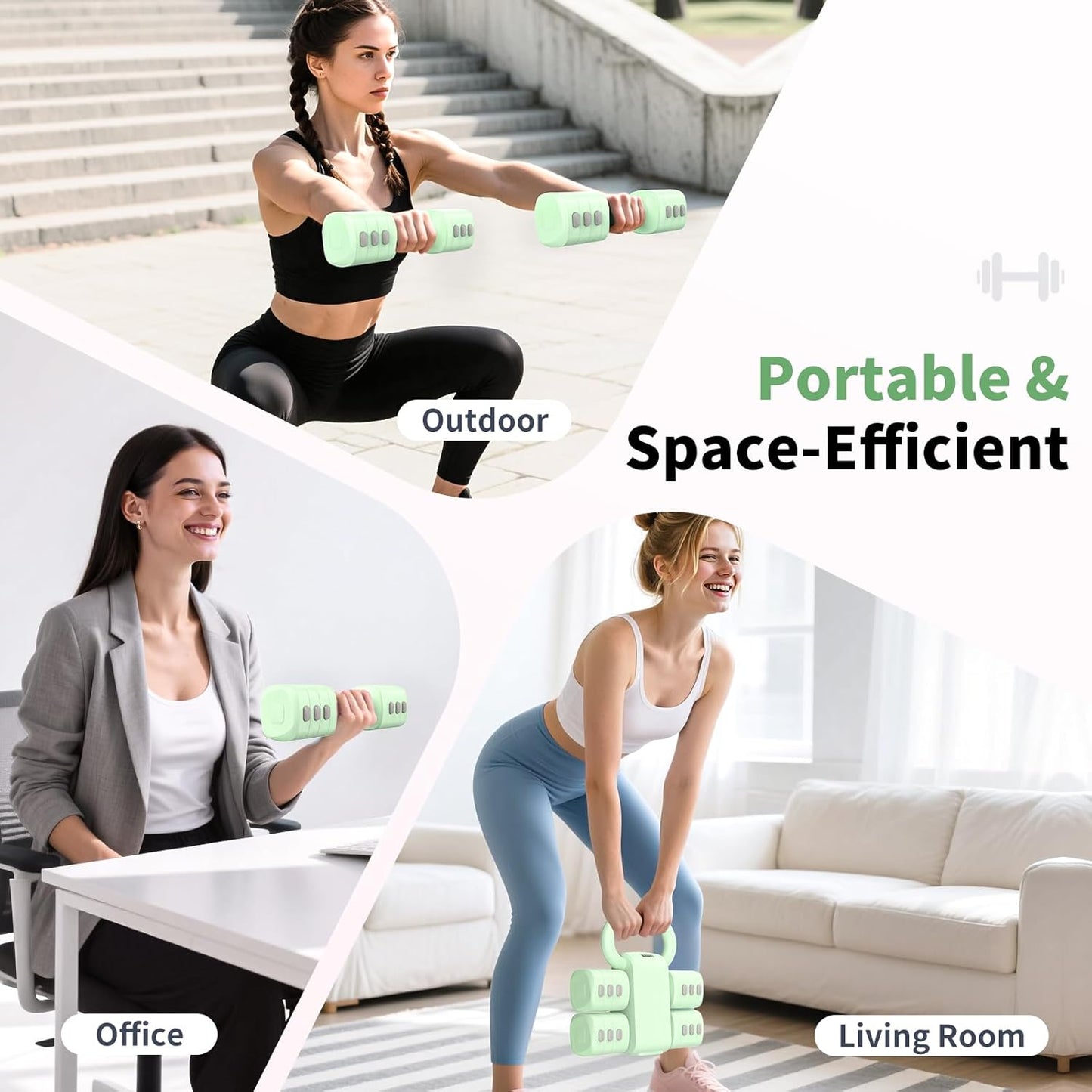 2-in-1 Adjustable Dumbbells Set, 4 Levels Weight Dumbbells Set for Women Men, Each 2.2/3.3/4.4/5.5lb Hand Weights with Kettlebell Form for Home Gym Exercise Training