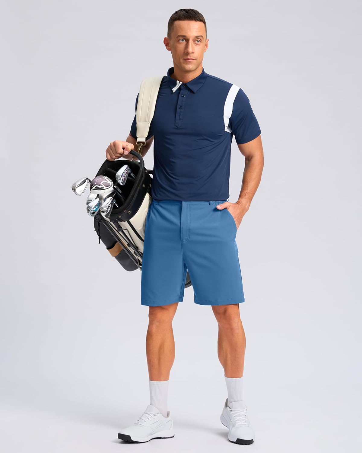 Pudolla Men's Casual Shorts 7"/9" Lightweight Golf Shorts with 3 Pockets Stretch Quick Dry Comfy Work Shorts