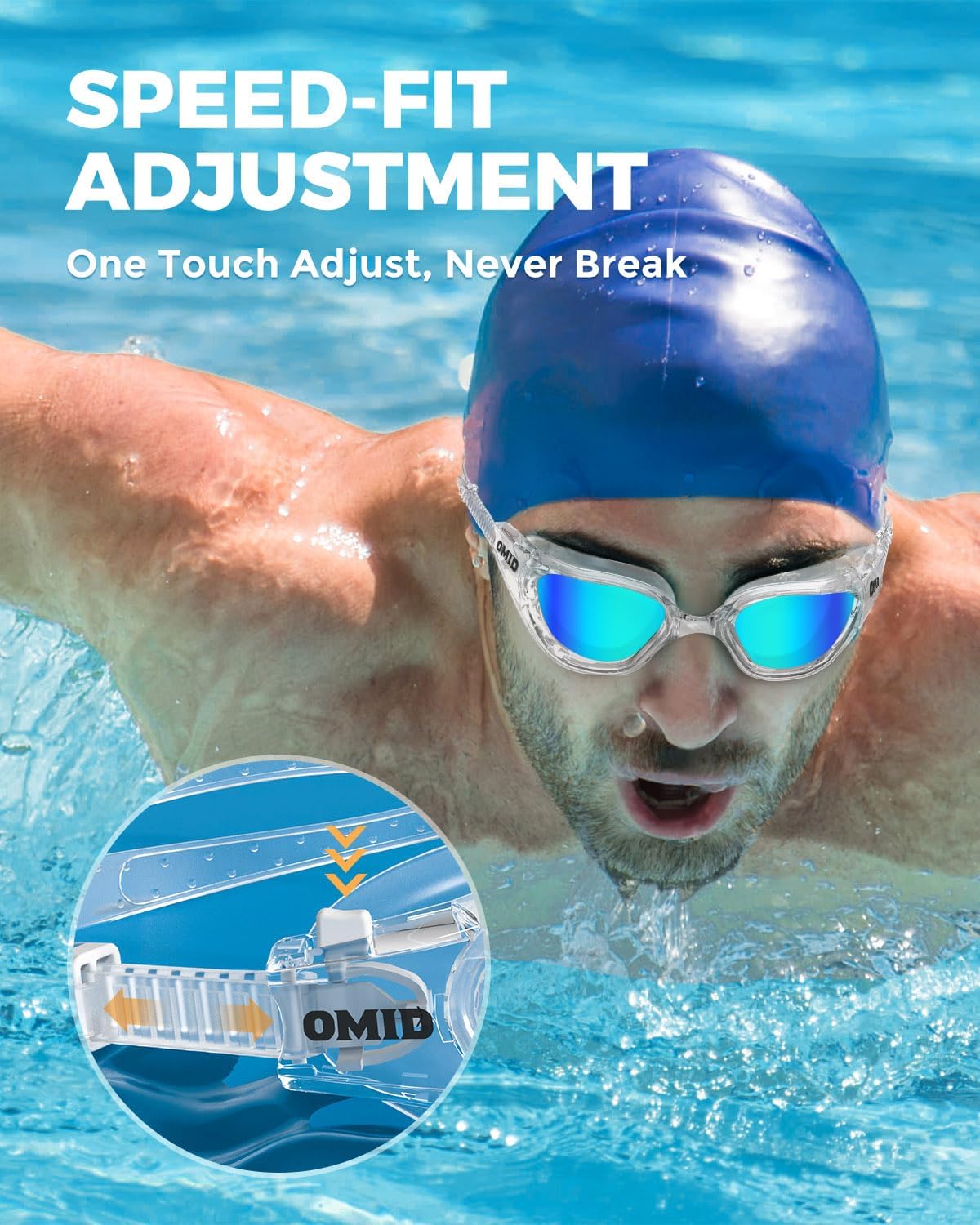 OMID Swim Goggles, P2 Polarized Swimming Goggles for Men Anti-fog Goggles Swimming for Adult Women