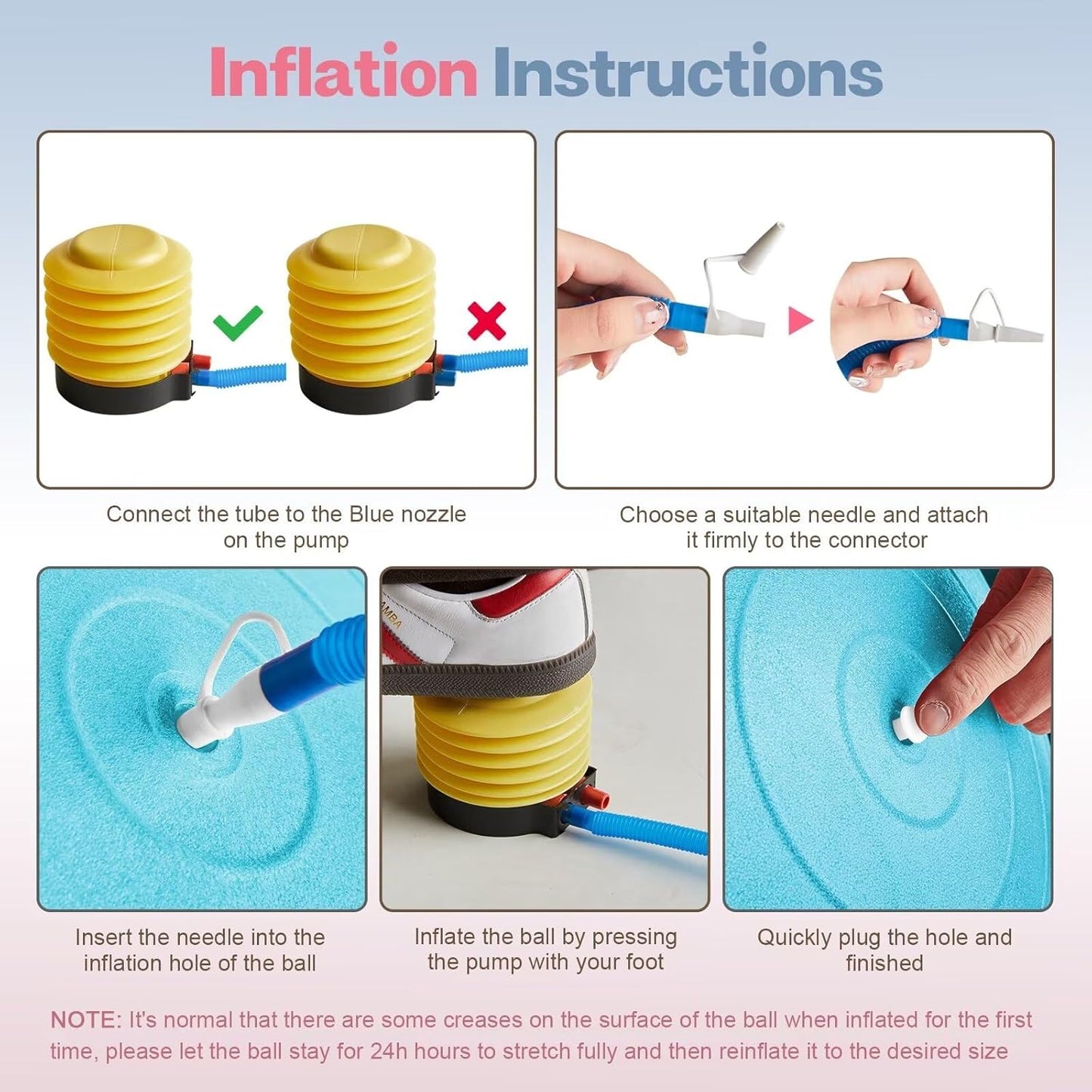 Exercise Ball, Extra Thick Yoga Ball for Workout Pregnancy Stability, 4 Sizes Anti-Burst Balance Ball with Foot Pump - Heavy Duty Fitness Ball Chair for Office, Home & Gym