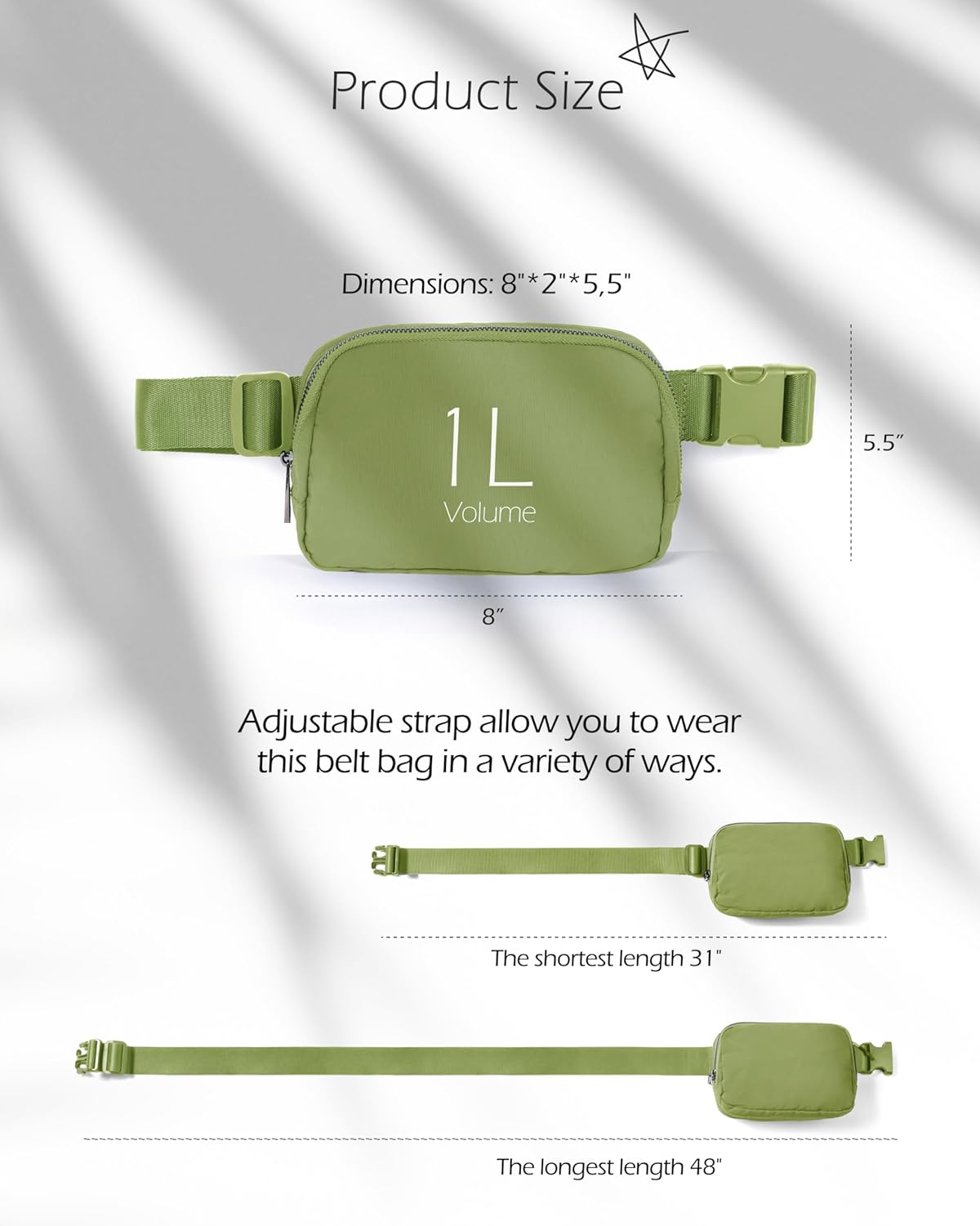 ODODOS Unisex Mini Belt Bag with Adjustable Strap Small Fanny Pack for Workout Running Traveling Hiking, Olive