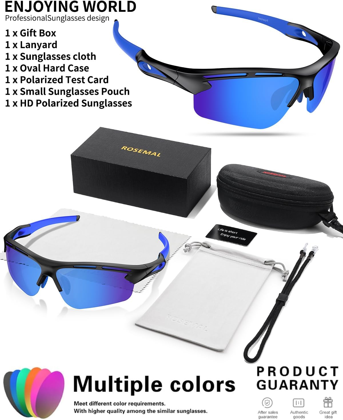 Polarized Sports Sunglasses for Men Women,UV400 Protection Sunglass for Running Cycling Fishing Hiking TR90