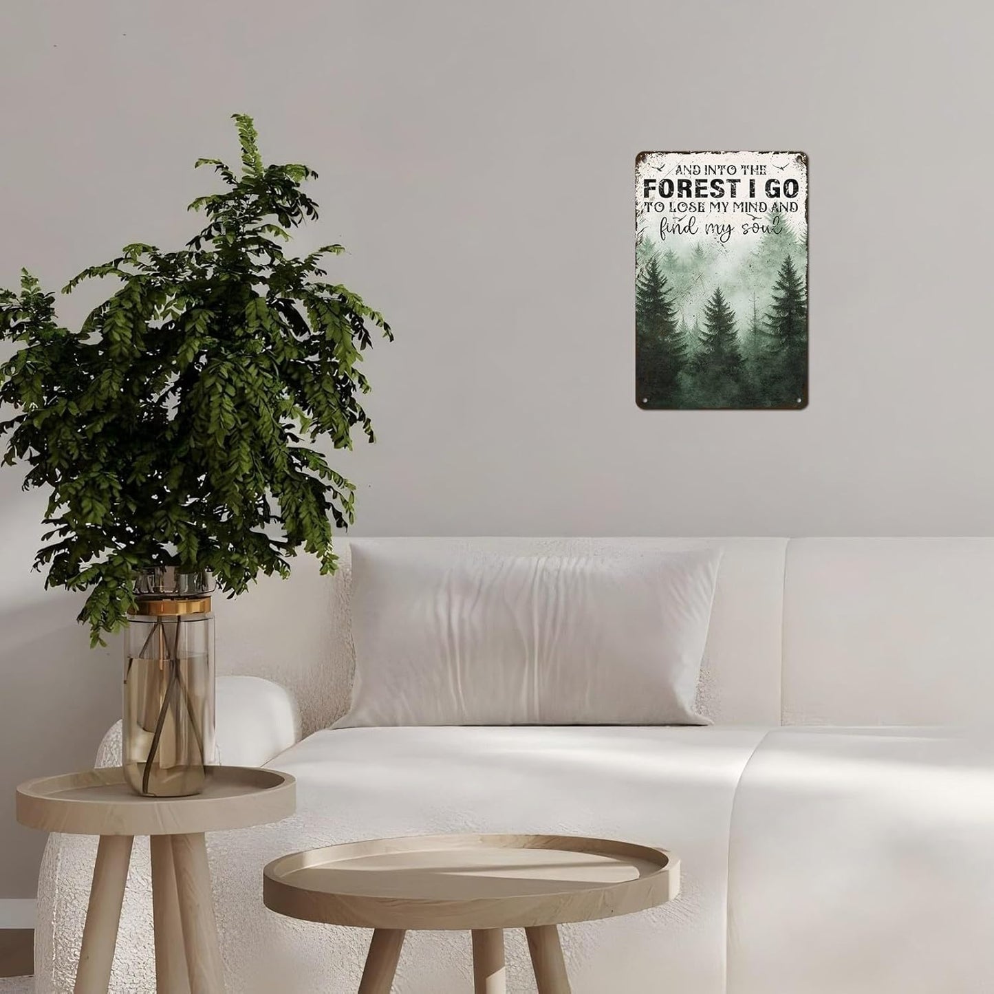 Vintage Sign And Into The Forest I Go to Lose My Mind and Find My Soul Hiking Girl Retro Metal Tin Sign for Home Coffee Wall Decor 12 * 8inch