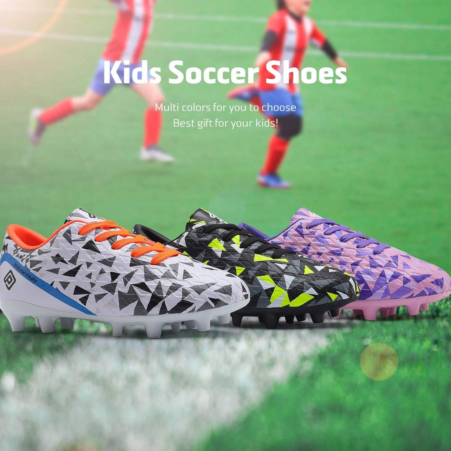 DREAM PAIRS Boys Girls Soccer Cleats Youth Firm Groud Athletic Outdoor Trainning Football Shoes for Little/Big Kid