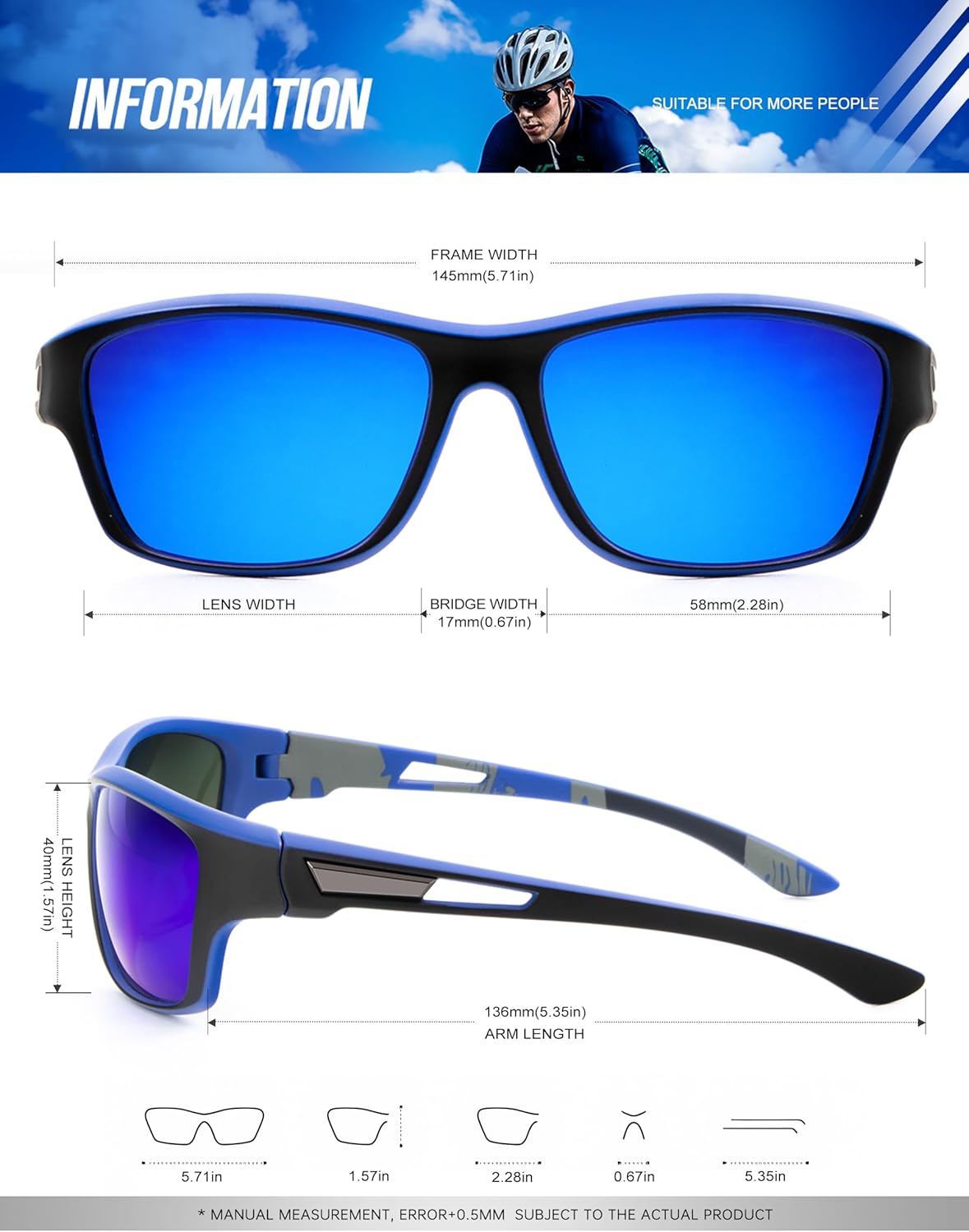 KALIYADI Polarized Sunglasses for Men, Sports Sun Glasses for Driving Cycling Fishing with UV protection