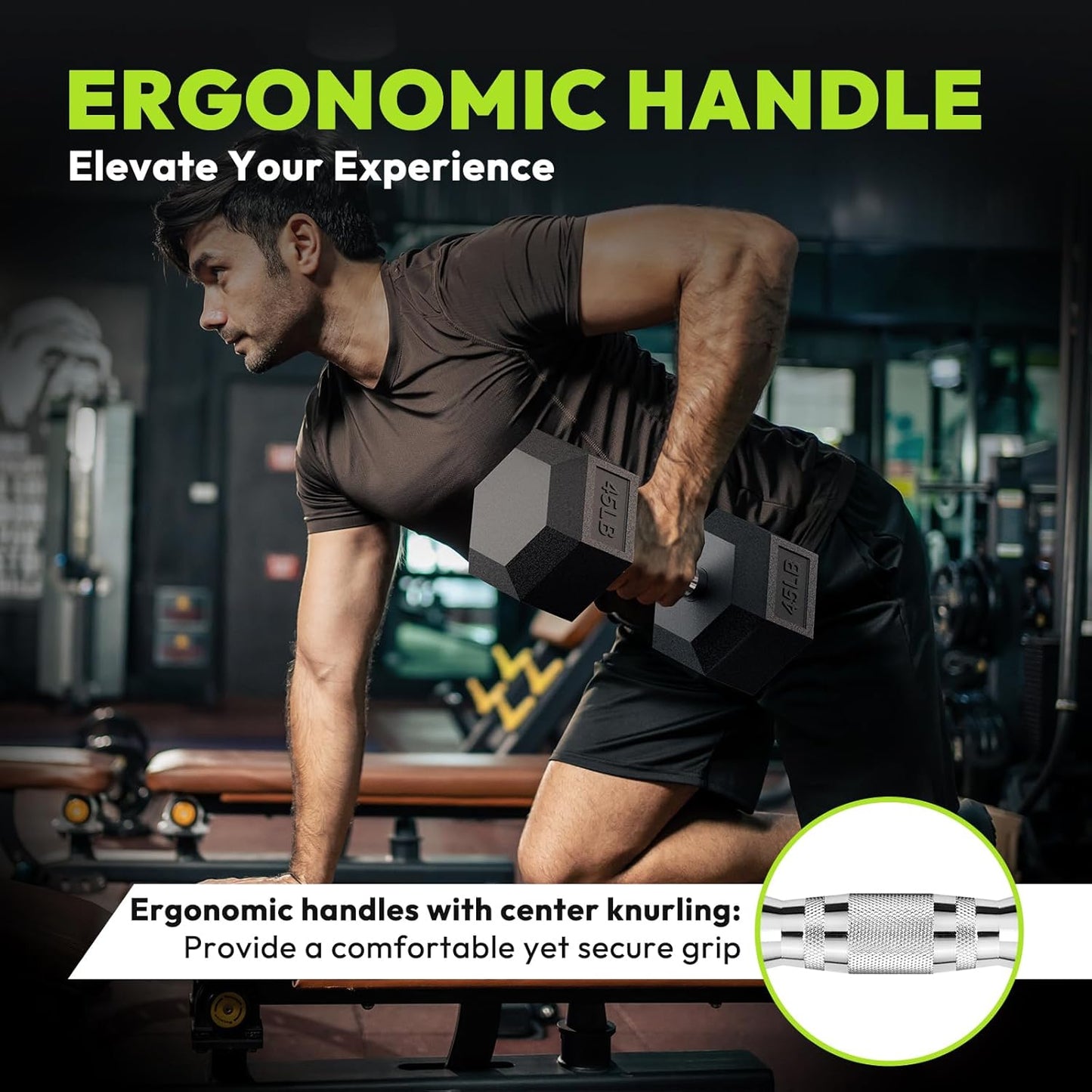 Hex Dumbbell 45-480 lb Set, Rubber Encased Exercise & Fitness Dumbbells for Home Gym, Hand Weights for Strength Training