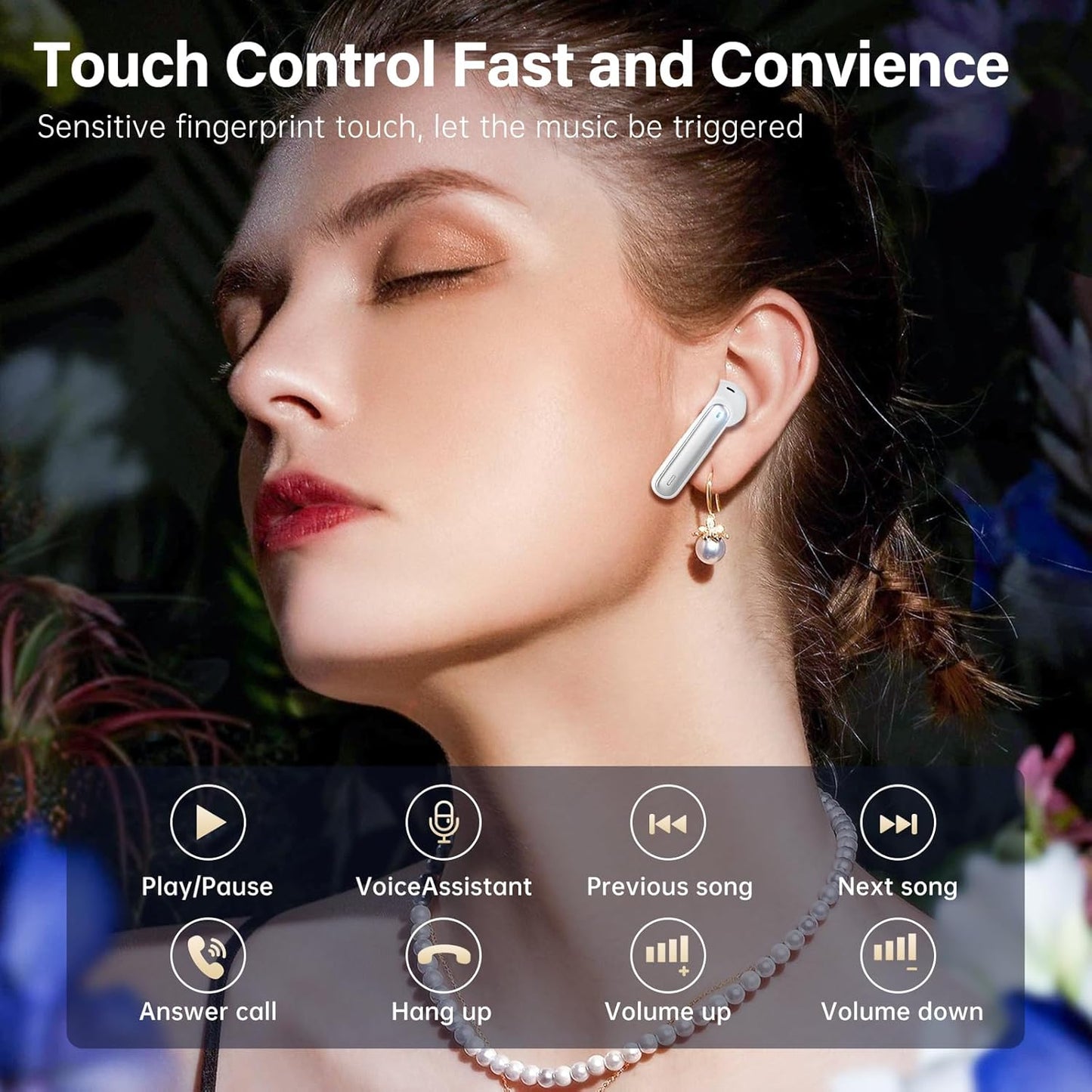 A10 Pro Wireless Earbuds, Bluetooth 5.3 Headphones HiFi Stereo 50H Playback LED Digital Display Ear Buds with ENC Noise Canceling Headset, IPX7 Waterproof Earphones for Gym/Running/Work