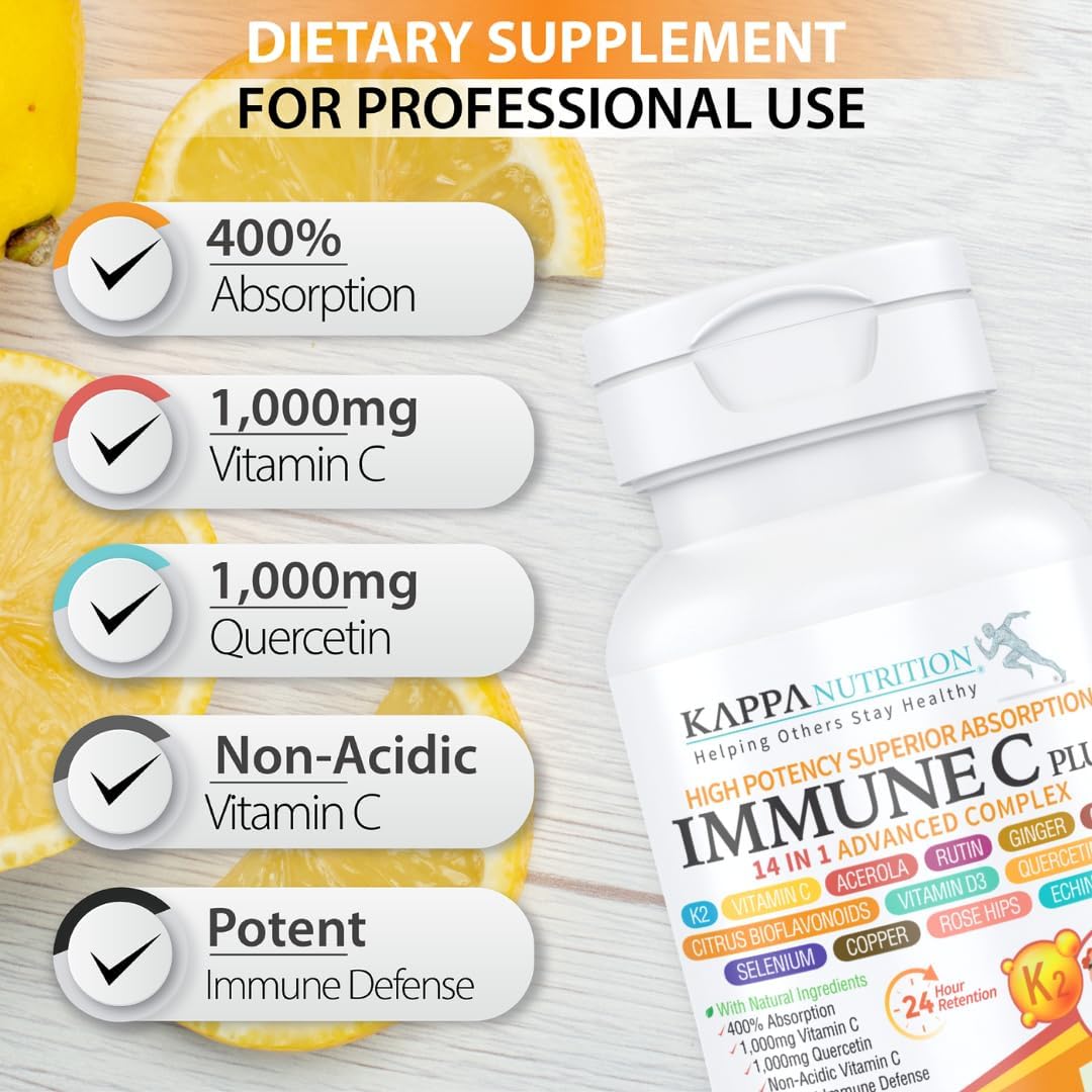 Quercetin 1,000mg, Vitamin C 1,000mg, Zinc 50mg, Vitamin D3 5,000iu, Selenium, Copper, Acerola, Ginger, Rutin, Bitter Orange, Rose Hips, Echinacea, Immune C Plus, 14 in 1 Immune C Plus (120 Count)