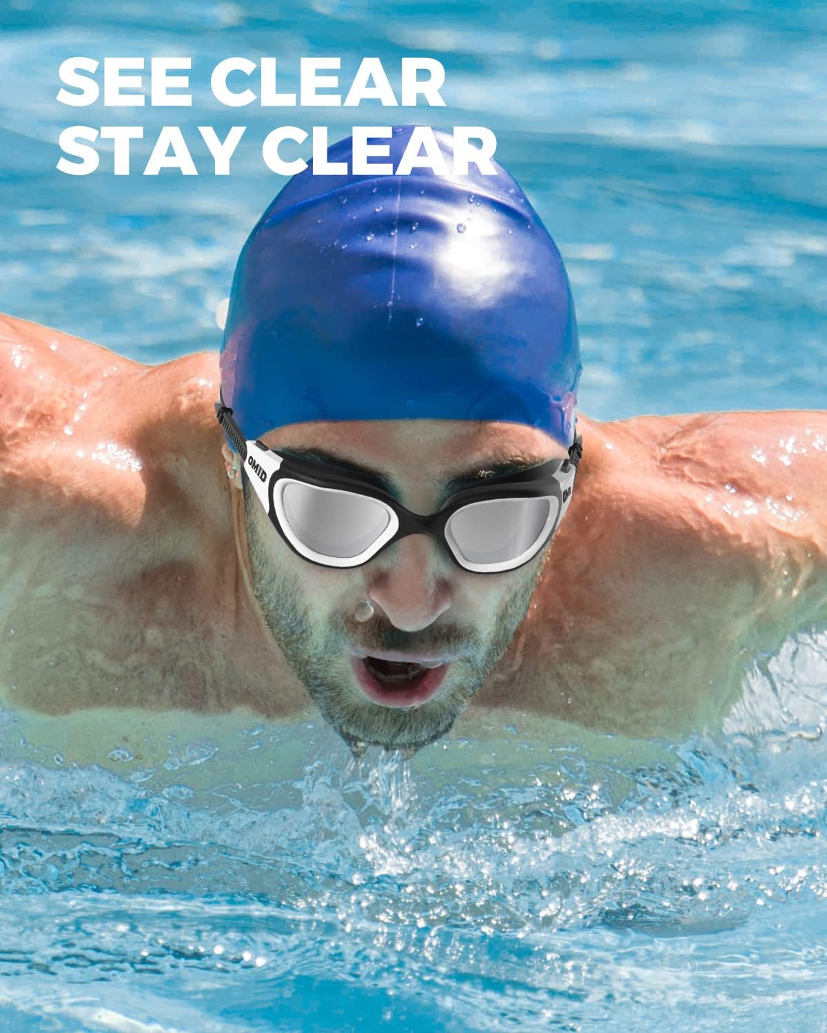 OMID Swim Goggles, P2 Polarized Swimming Goggles for Men Anti-fog Goggles Swimming for Adult Women