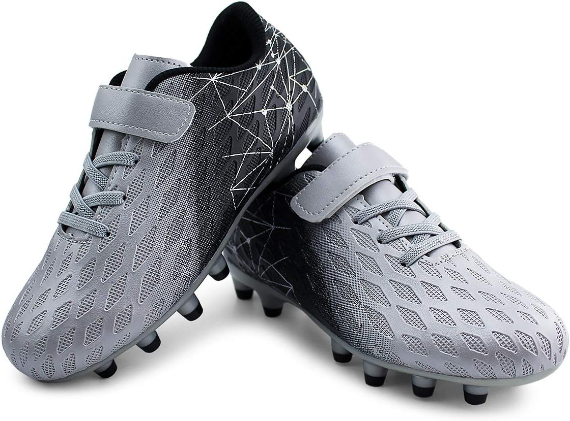 brooman Kids Firm Ground Soccer Cleats Boys Girls Athletic Outdoor Football Shoes