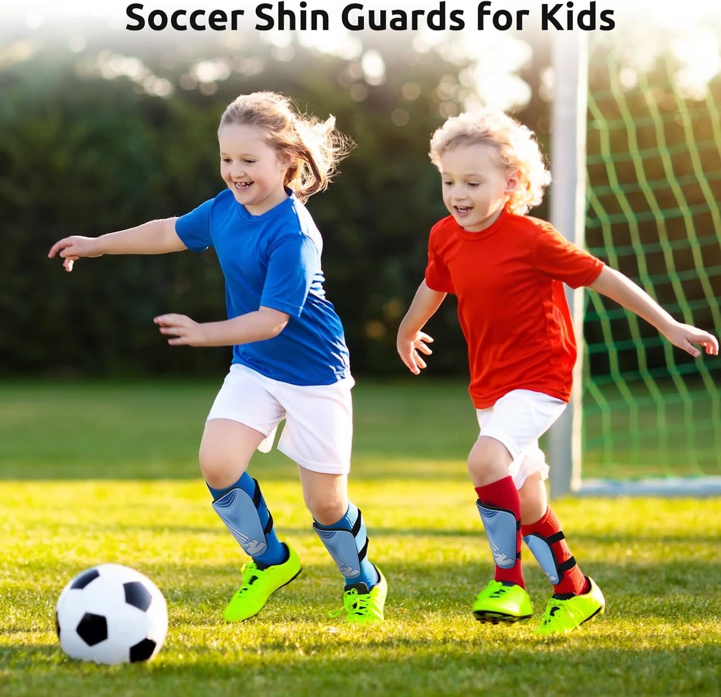 Shin Guards Soccer Youth Kids - Shin Guard for Boys Girls Teenagers Toddler 2-18 Years Old - Football Shin Pads Protection Equipment with Adjustable Straps