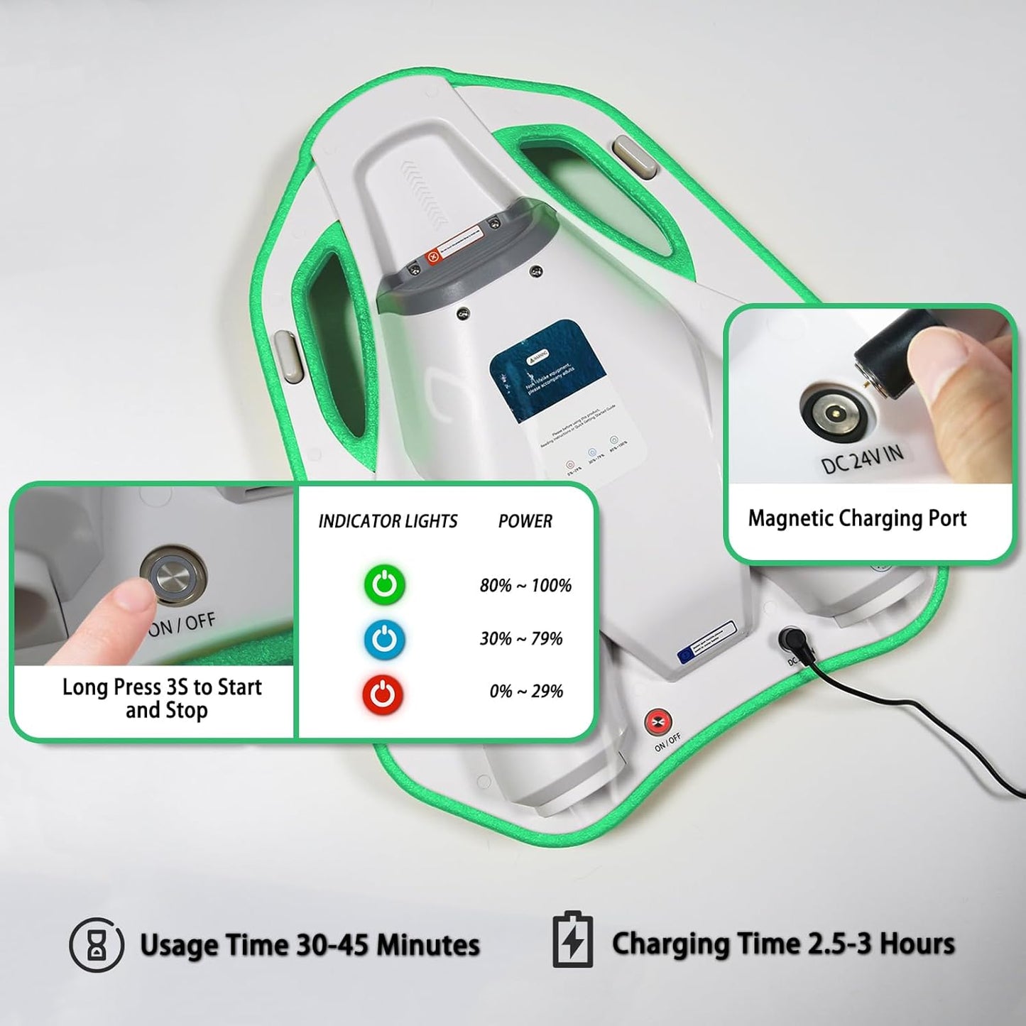 Electric Swimming Kickboard for Kids – 2-in-1 Water Jet & Propeller, Water Scooter Float Board for Swim Training, 6.1kgf Thrust, 24V/4.6Ah Battery, 45 Min Runtime, Load 198 lbs, Summer Pool Toy