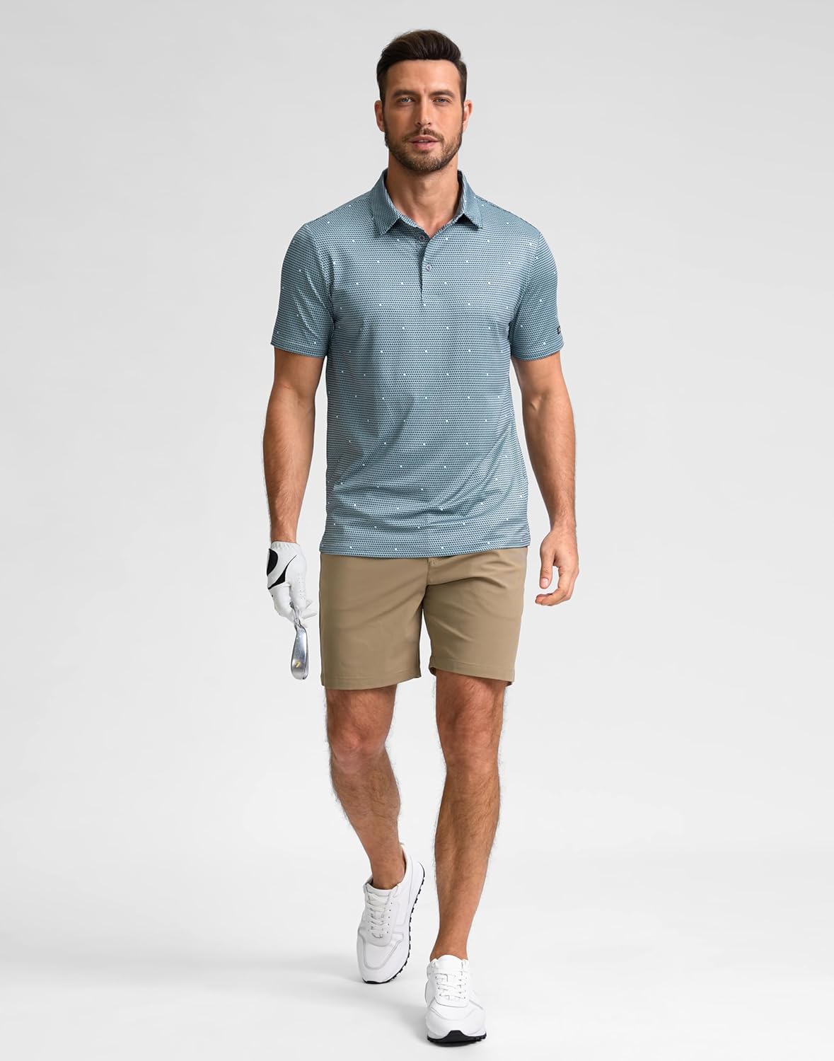 Obla Mens Golf Polo Shirts Short Sleeve Dry Fit Performance Moisture Wicking Casual Print Collared Golf Shirts for Men
