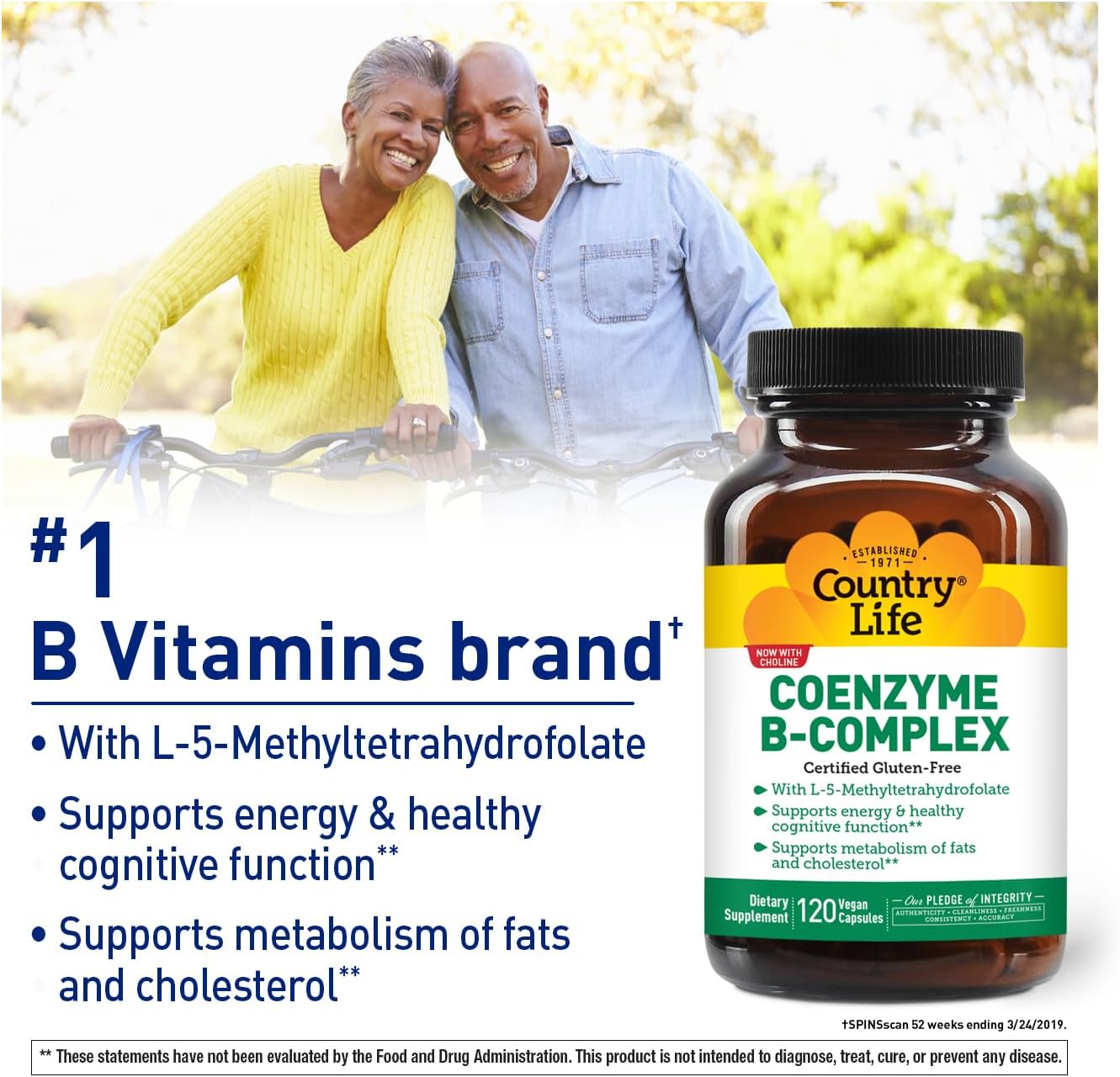 Country Life Coenzyme B-Complex, 120 Capsules – Supports Energy & Metabolism, Mood & Cognitive Function – Vegan, Gluten-Free, Bioavailable B Vitamins with Choline