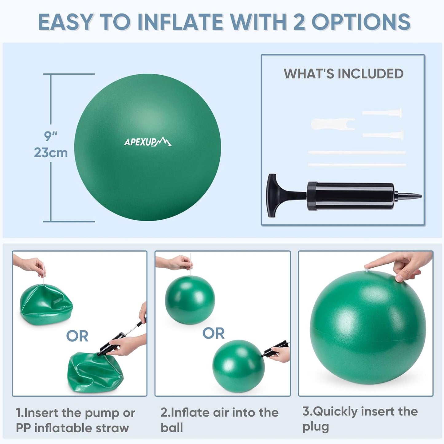 APEXUP Yoga & Pilates Ball - Anti Slip Heavy Duty Gym Ball for Fitness, Balance & Core Workout