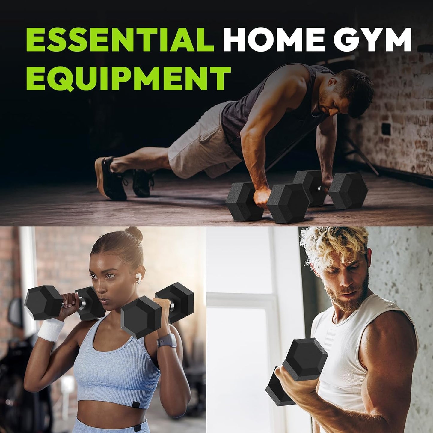 Hex Dumbbell Set, 30-480 lb Set Rubber Encased Exercise & Fitness Dumbbells, Weights Dumbbells Set, Hand Weight for Strength Training