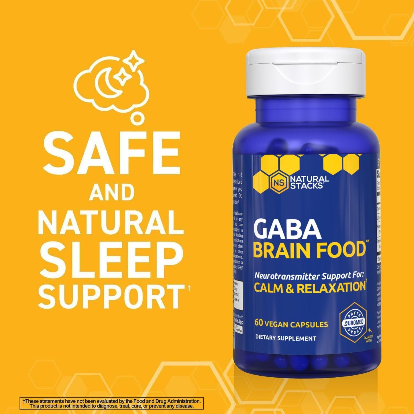 GABA Brain Food - GABA Supplement with L-Citrulline & Grape Seed Extract - Supports Calm & Relaxation - Nighttime Sleep Aid - Supports Production of Gamma Aminobutyric Acid - 120 L-Citrulline Capsules