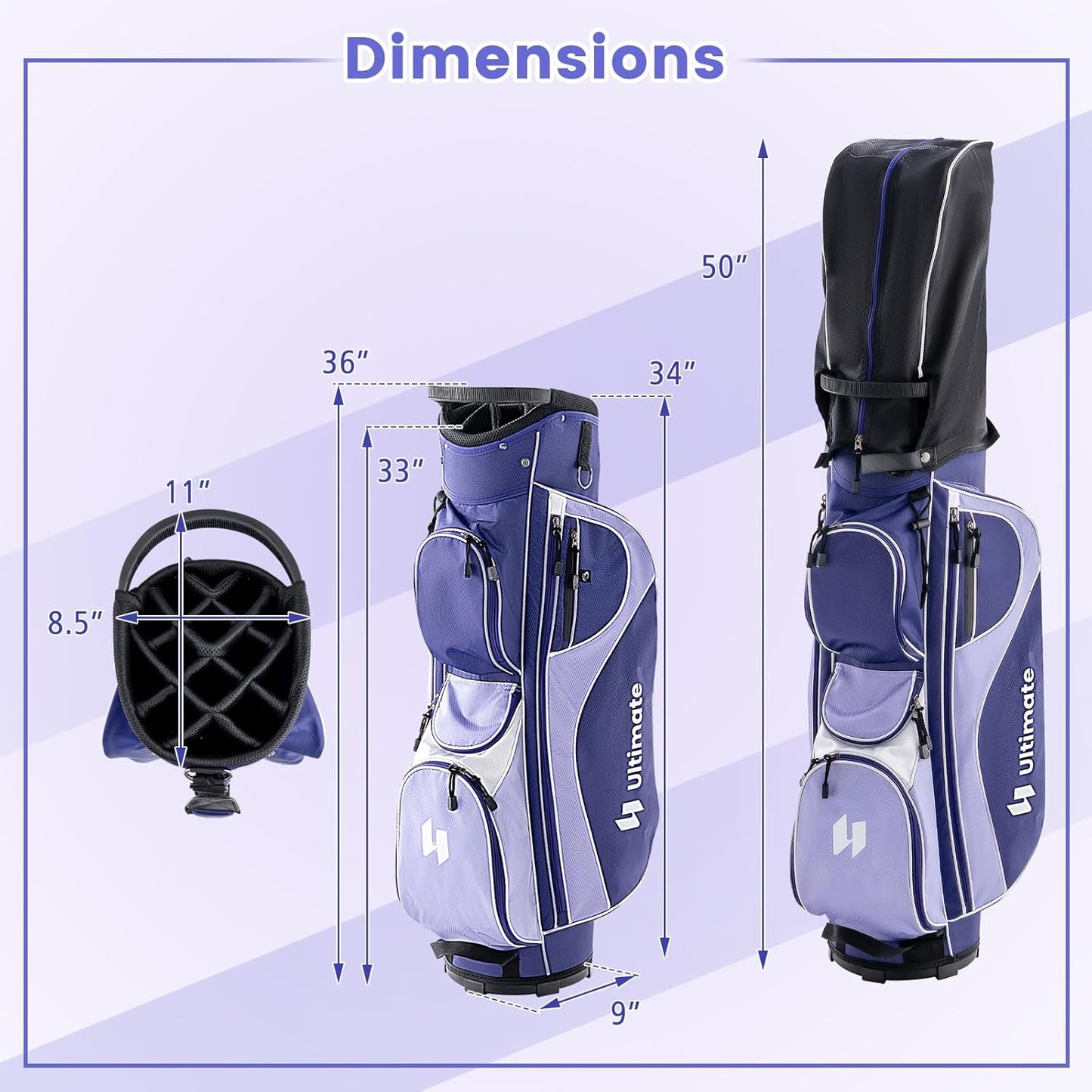 ULTIMATE Women's Complete Golf Club Set, 9/11pcs Right Handed Ladies Golf Clubs Set w/ 460cc Alloy Driver, #3 Fairway Wood, Hybrid, #6/#7/#8/#9/#P Irons & Putter