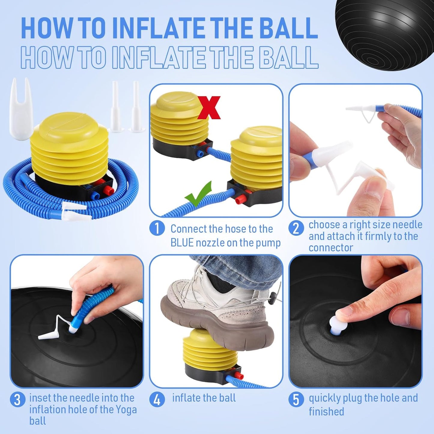 Leyndo 2 Pcs Yoga Ball Exercise Ball Large 26 Inch Exercise Anti Burst Birthing Fitness Ball with Pump, 26 Inches/ 65 cm for Improved Posture, Balance, Yoga, Pilates, Training