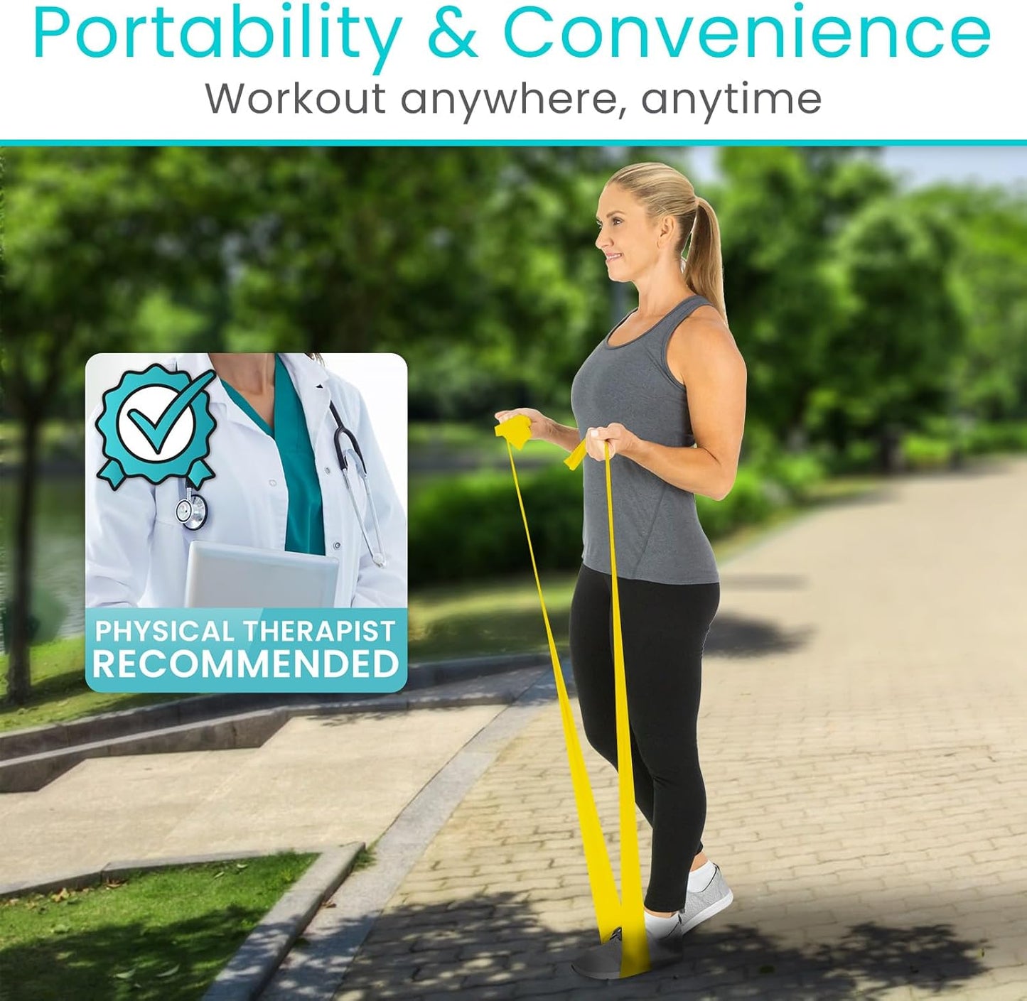 Vive Professional Resistance Bands - 25 Yard Non-Latex Roll for Physical Therapy, Lower and Upper Body Exercise Workout - Straight Elastic for Strength Training, Rehabilitation, Women, Men