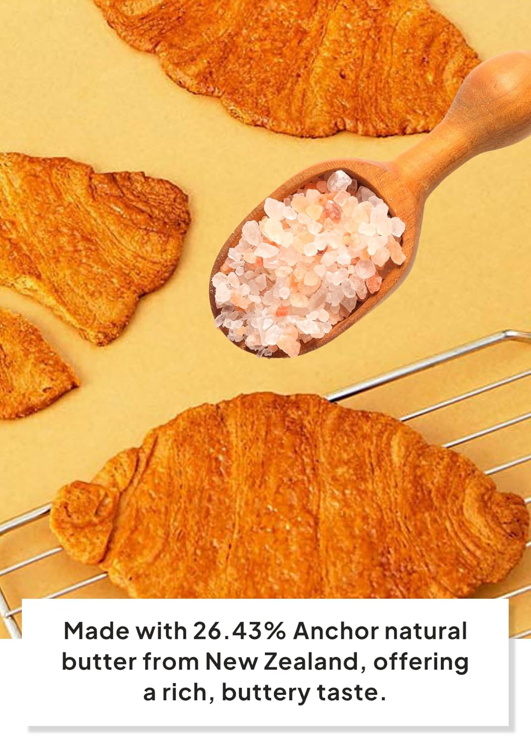 K FOOD KOREAN FOOD Flat Croissant Himalayan Pink Salt – Bulk Pack (30 Count), Crispy Croissant Snack with 26.43% Natural Butter, Individually Wrapped for Freshness & Convenience, 크룽지, 히말라야 핑크솔트