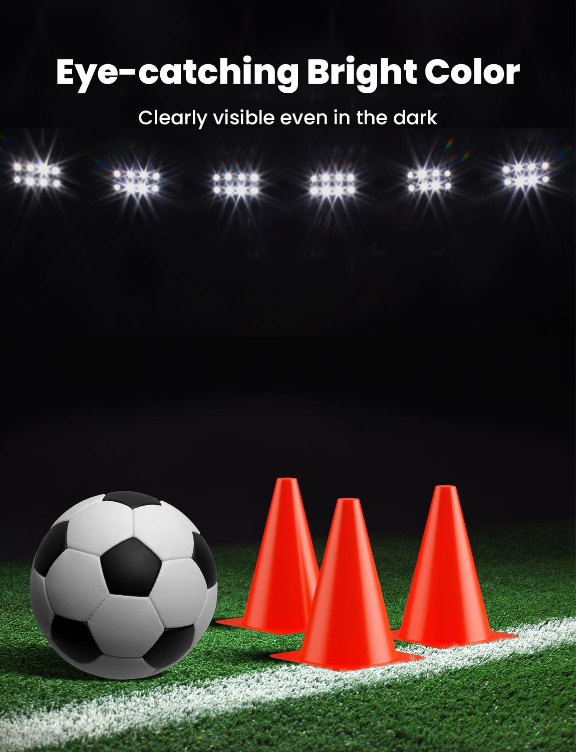 GHB Soccer Cones 7" 9" of 12 24 Pack Disc Soccer Sport Cones Training Field Marker Agility Cones for Basketball, Coaching, Practice Equipment Includes Drills Guide