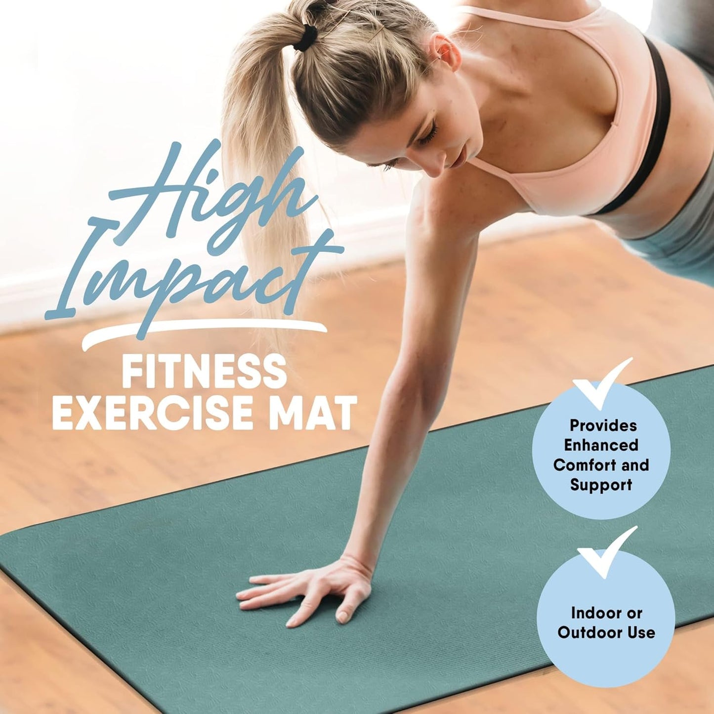 MICRODRY Deluxe Fitness Exercise Yoga Mat for Home & Gym, Extra Thick for High Impact Training, Multi Layered Skid Resistant Surface, Odor Neutralizing with Carrying Strap