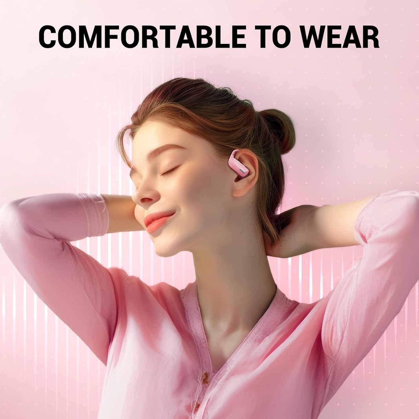 Wireless Sport Earbuds Bluetooth Headphones with Mic 80H Playtime IPX5 Waterproof Ear Buds Deep Bass Earphones Over Ear Headset for Running Gym Workout - Pink