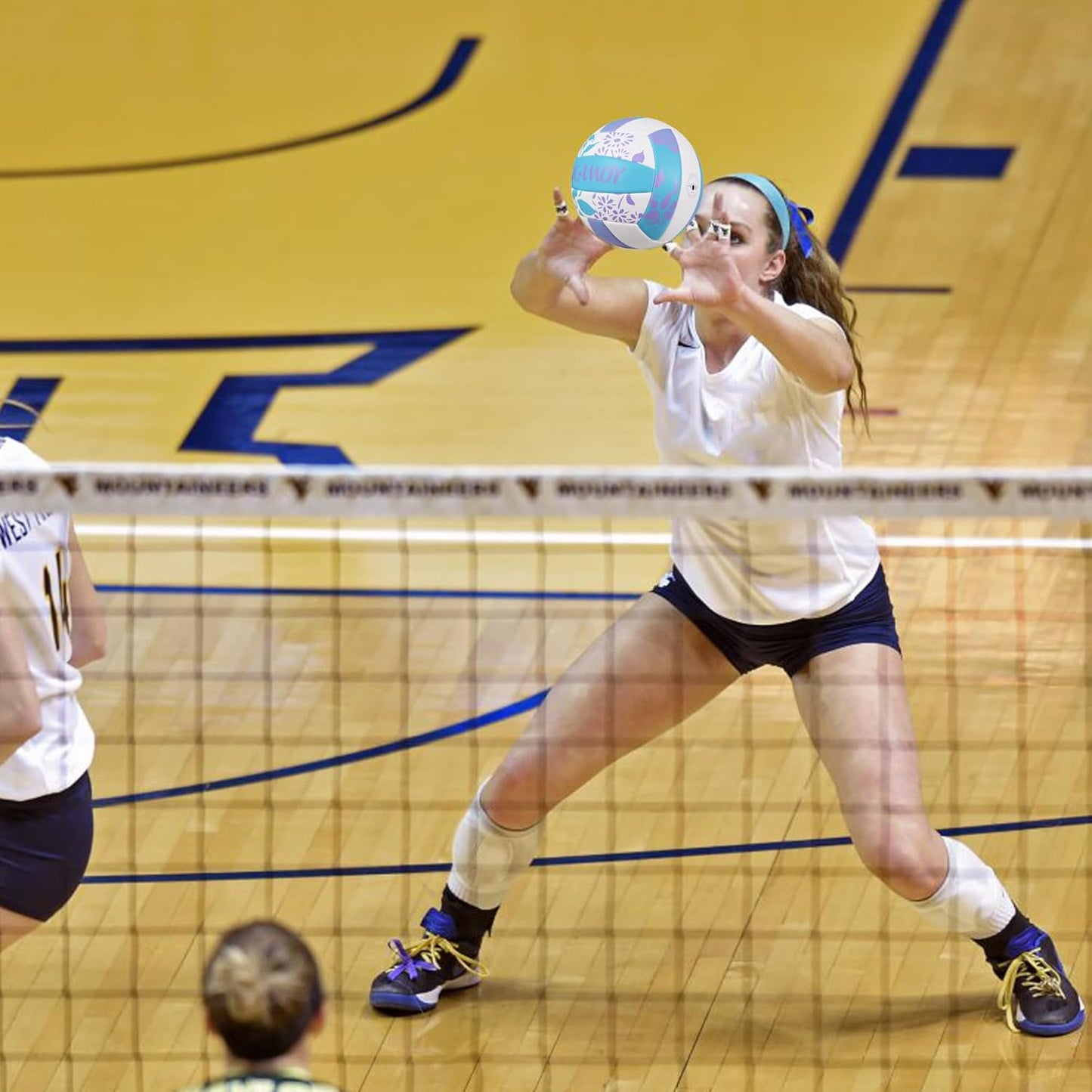 Volleyball Size 5 - Premium PU Leather, Ultra-Durable Soft to The Touch for Youth, Adults, Ideal for Indoor, Outdoor, Beach Sports Training(Blue Purple)