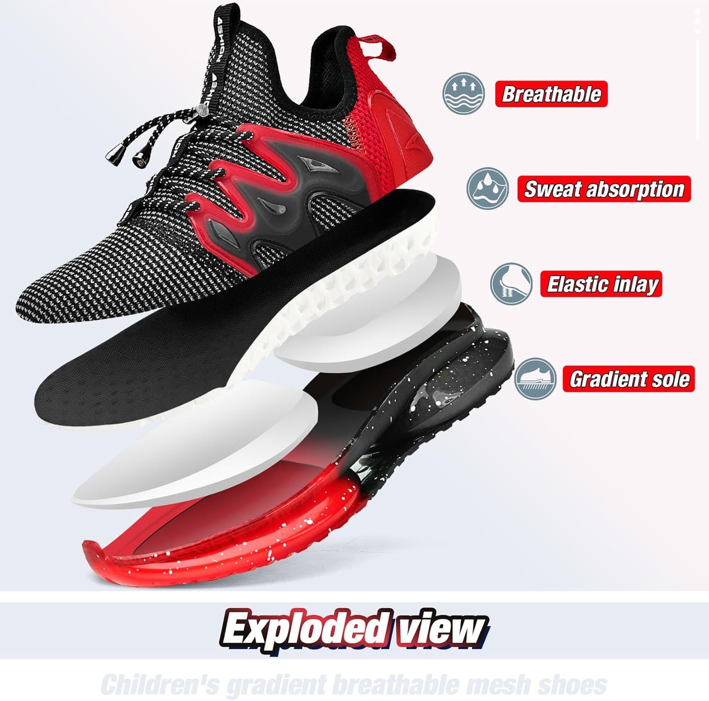 WETIKE Boy's Shoes Mesh Slip on Lightweight Running Sneakers