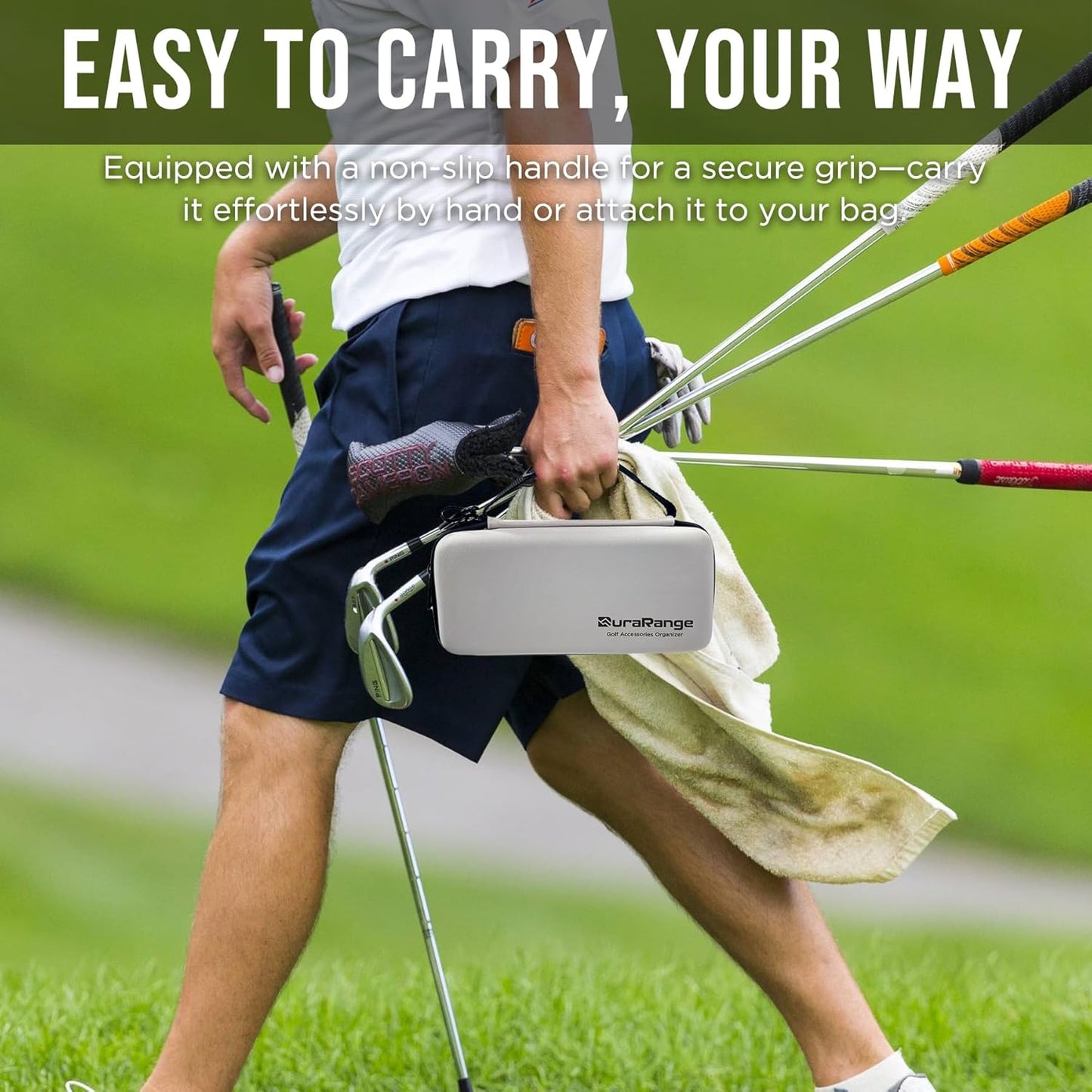 Golf Glove Holder Case with Glove Shaper - Portable Golf Accessories Organizer for Men & Women - Waterproof 900D Nylon, Large Capacity for Balls, Tees, Markers - Ideal Gift