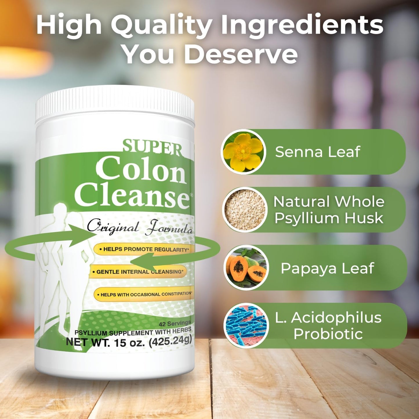 Health Plus Super Colon Cleanse Original Formula (1990-2025), 15 oz Powder, 42 Servings, with Psyllium Husk and Senna Leaf for Constipation Relief and Digestive Support