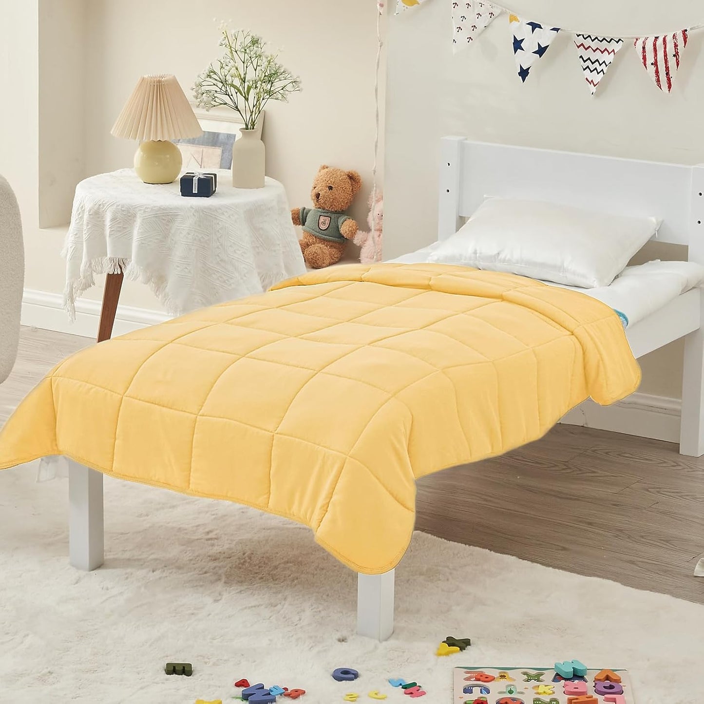 yescool Weighted Blanket (5 lbs, 36" x 48", Yellow) Cooling Heavy Blanket for Sleeping Perfect for 40-60 lbs, Breathable Blanket with Premium Glass Bead, Machine Washable