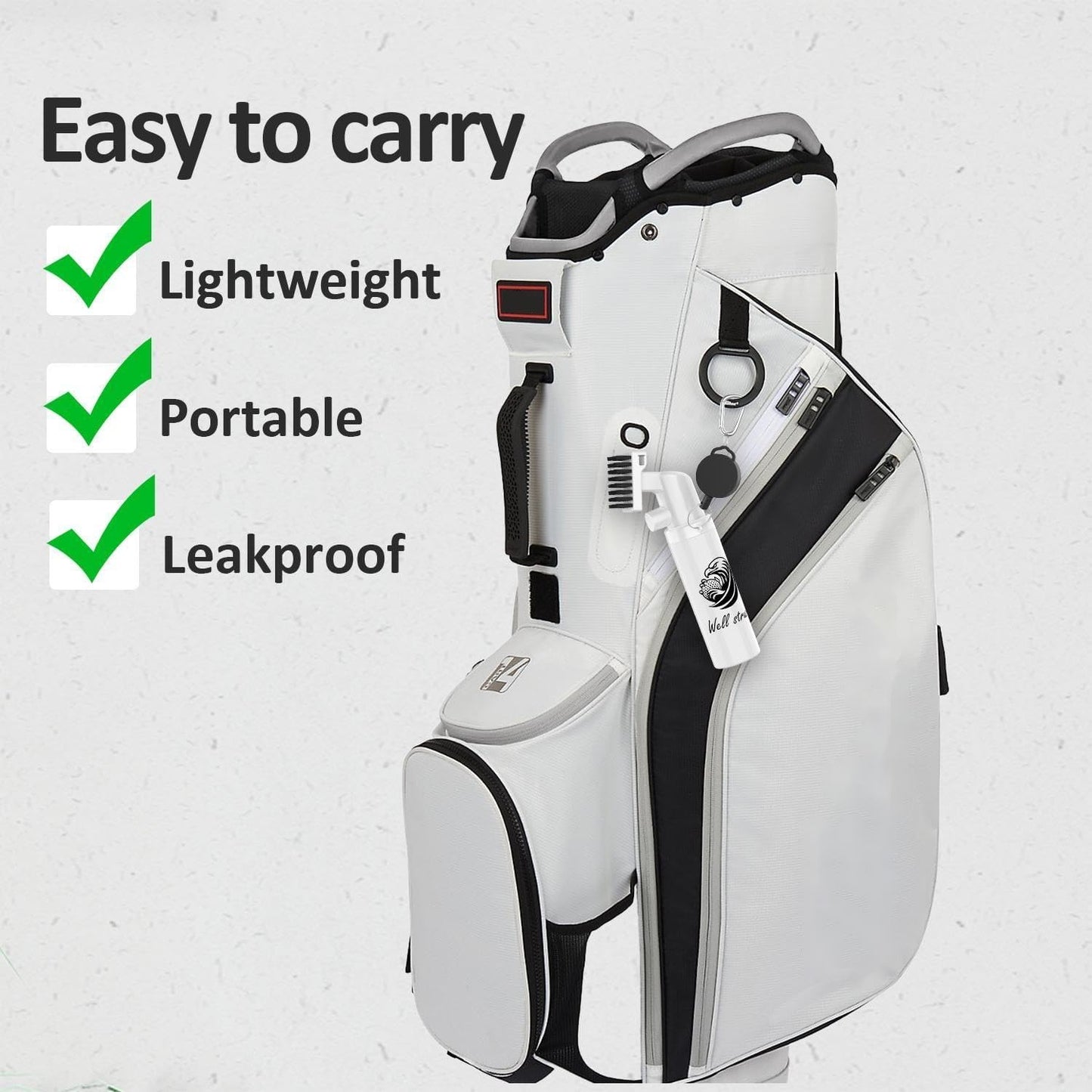 Pro Golf Club Cleaner - 4oz Water Bottle with Groove Cleaner and Retainer Clip, Durable Nylon Bristles for Easy Cleaning, Ergonomic Button Design, Golf Gifts for Men & Essential Accessories