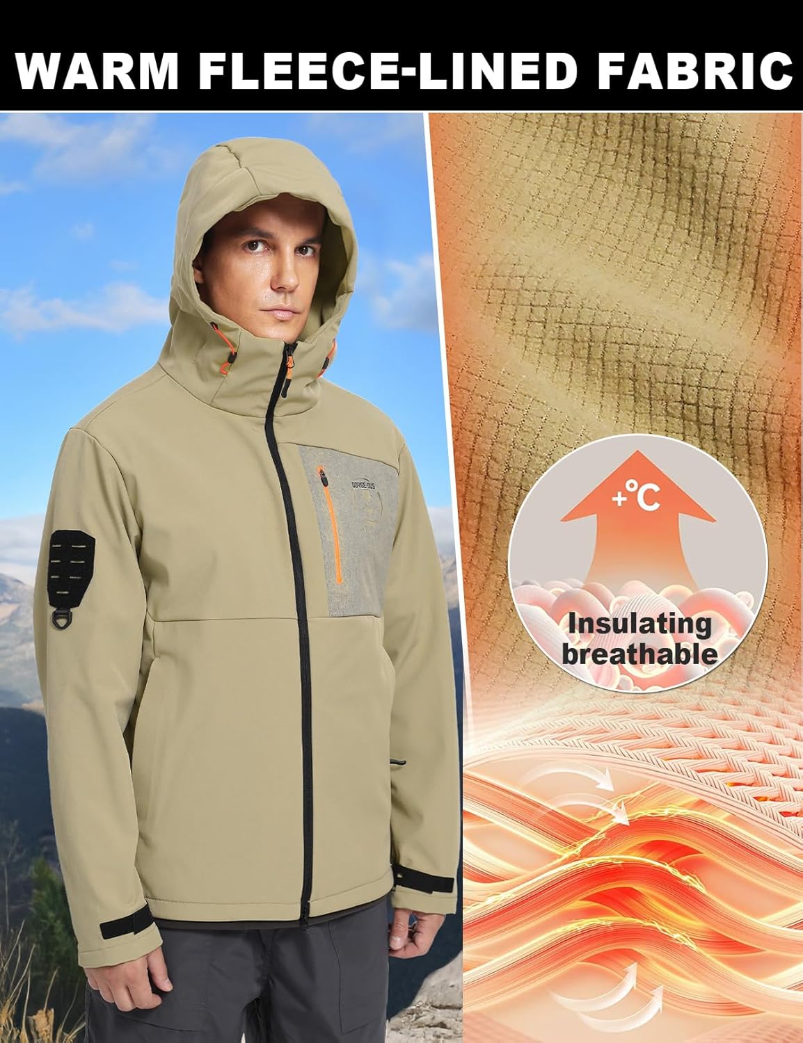 GEMYSE Men's Lightweight Rain Jacket Waterproof Raincoat Hooded Softshell Windbreaker for Outdoor Hiking Travel