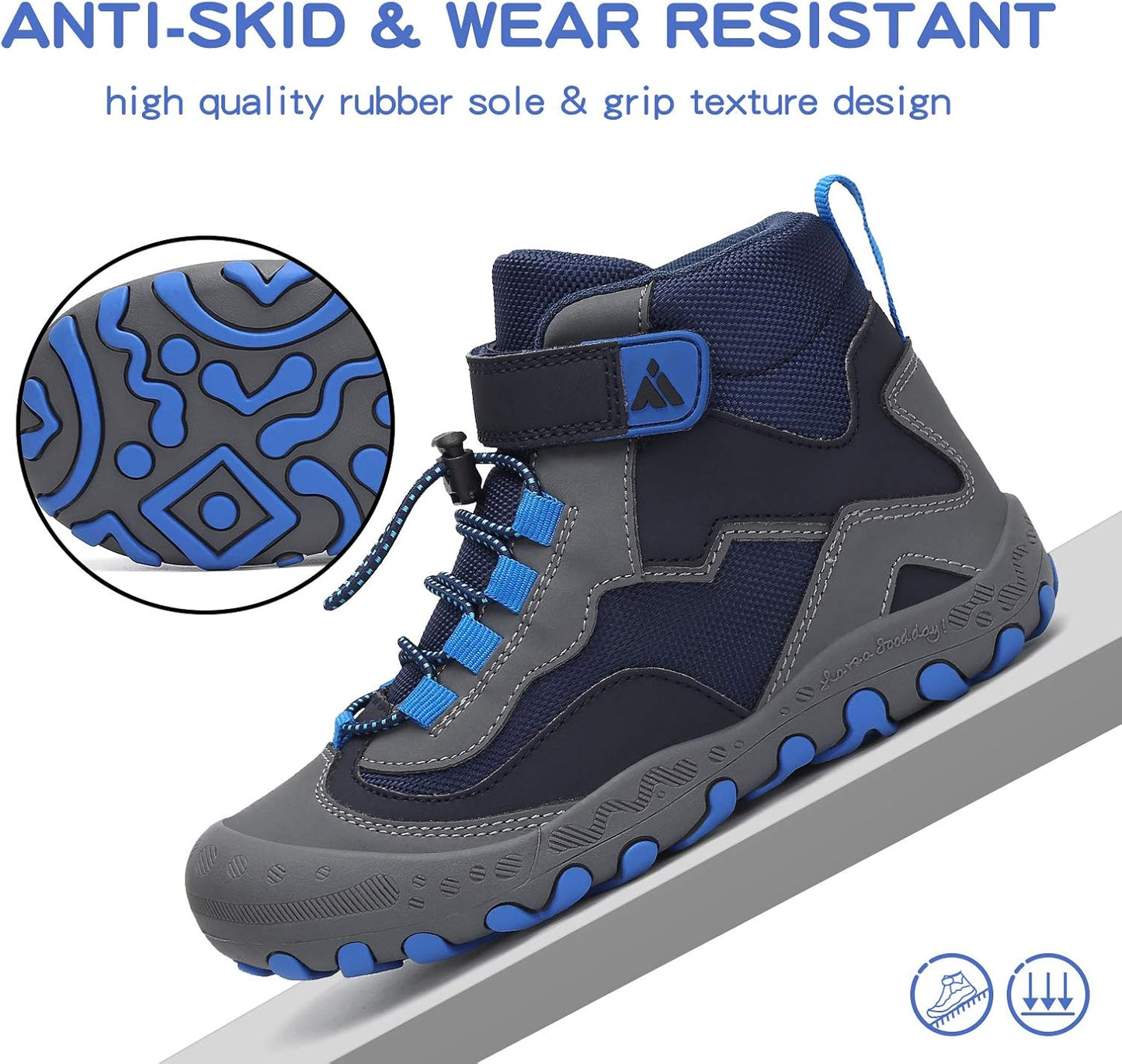 Mishansha Kids Water Resistant Hiking Boots, Boys Girls Anti Collision Anti-Skid Athletic Outdoor Adventure Trekking Shoes