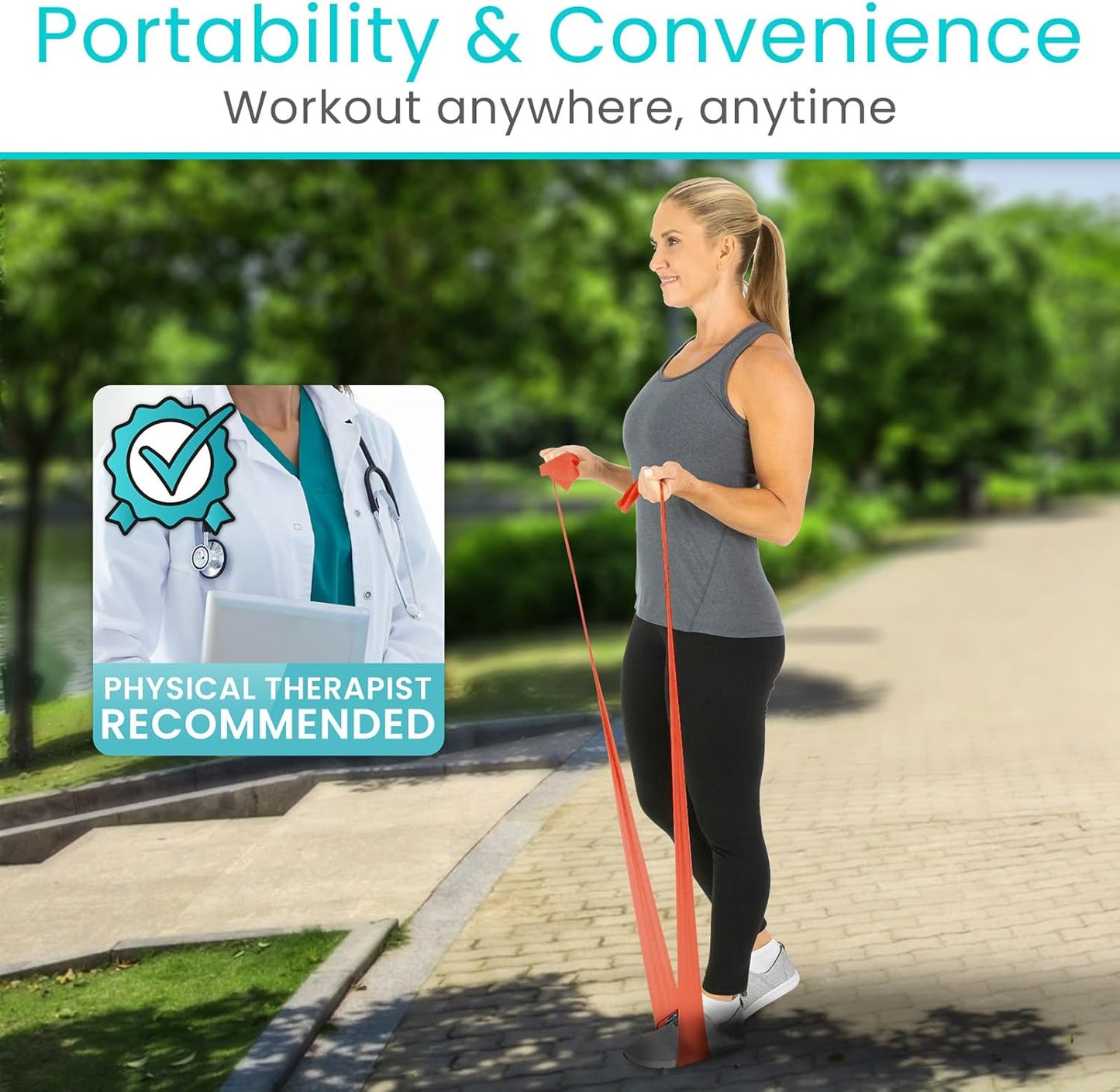 Vive Professional Resistance Bands - 25 Yard Non-Latex Roll for Physical Therapy, Lower and Upper Body Exercise Workout - Straight Elastic for Strength Training, Rehabilitation, Women, Men