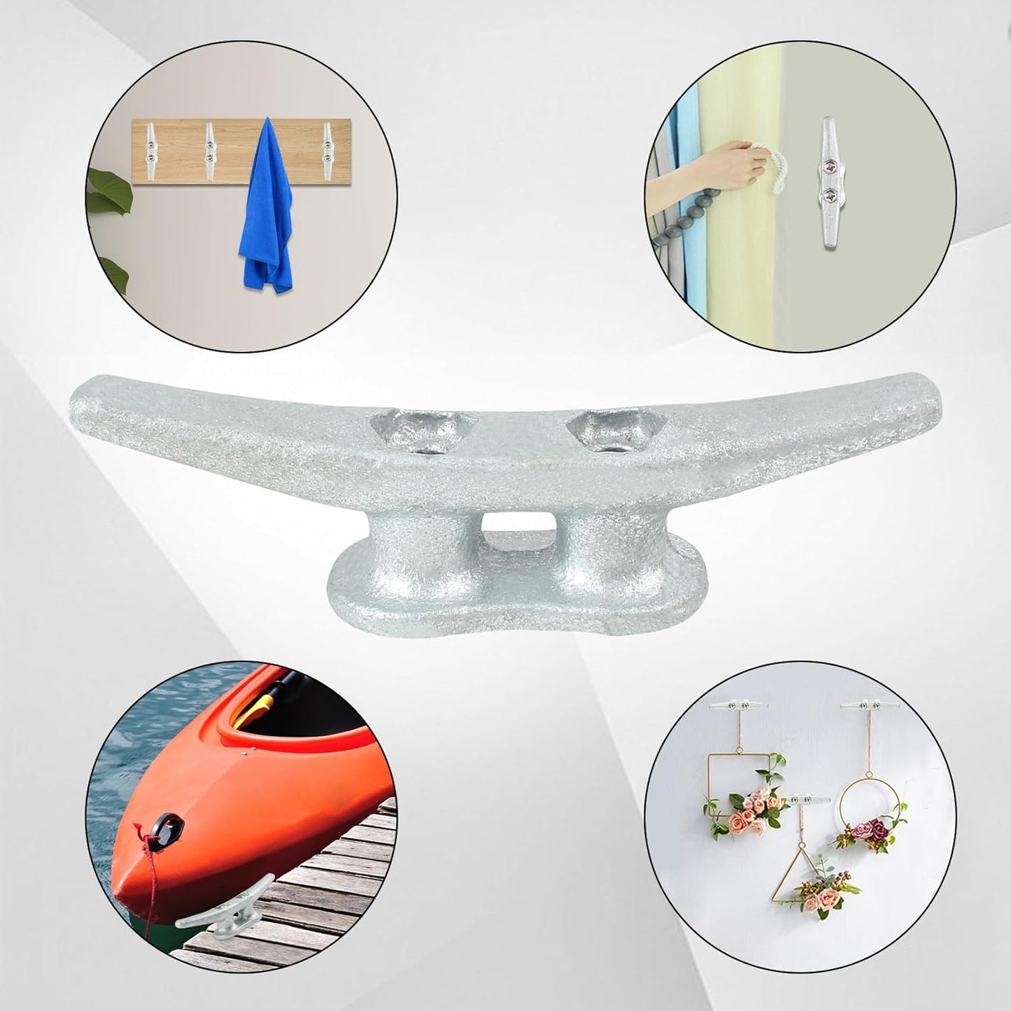 Boat Cleats 4Inch,Hot Dip Galvanized Cast Iron Dock Cleats,Electrophoretic Coated Black Dock Cleats,Rope Cleats Boat Dock Cleats for Marine Deck or Nautical Decor,Hardware Included (4/5/6/10/12Pack)